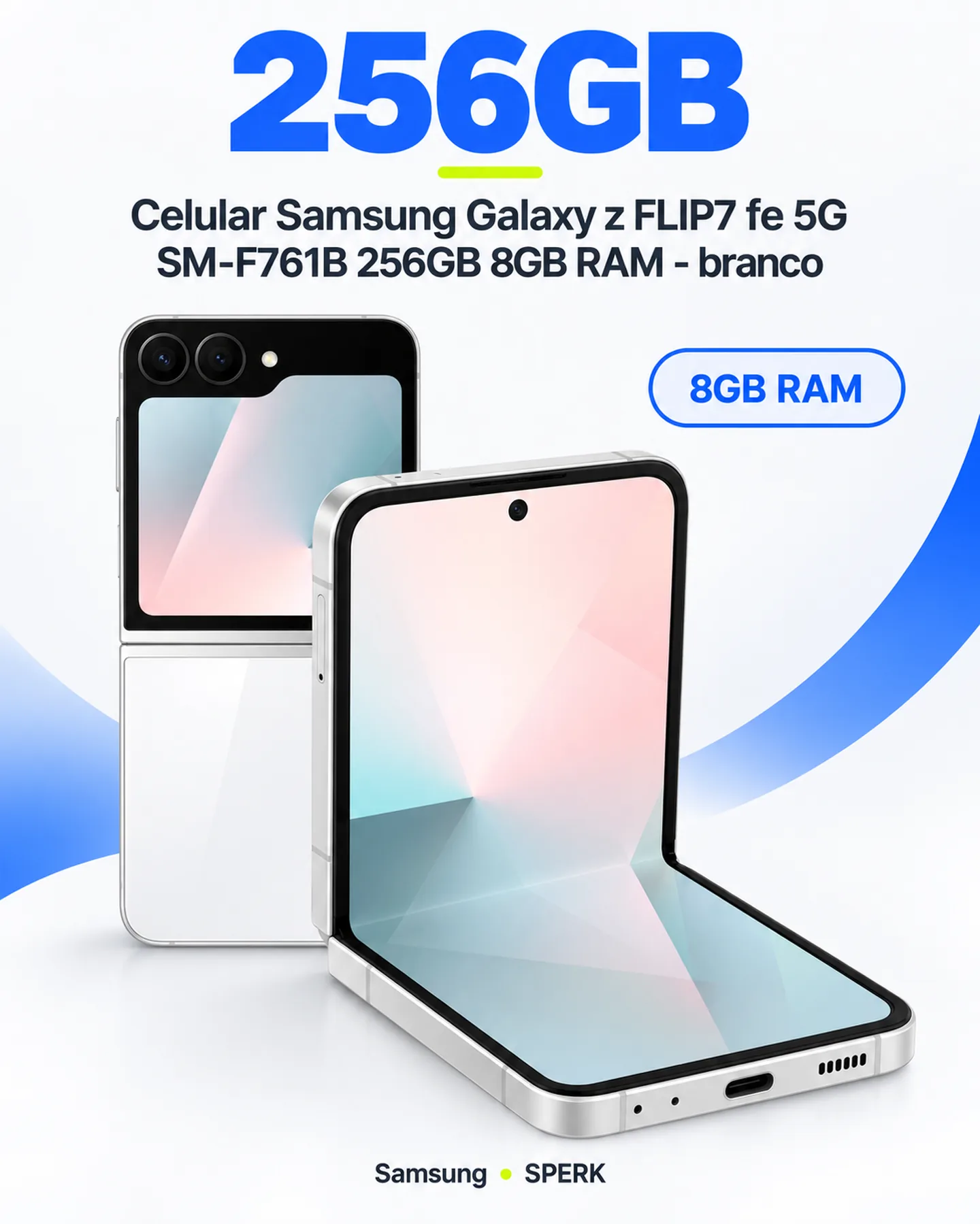 Celular Samsung Galaxy z FLIP7 fe 5G SM-F761B 256GB 8GB RAM - branco — painel 2