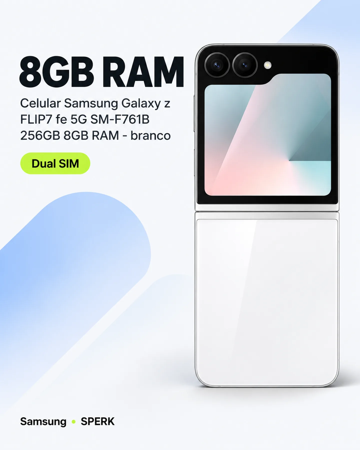 Celular Samsung Galaxy z FLIP7 fe 5G SM-F761B 256GB 8GB RAM - branco — painel 3