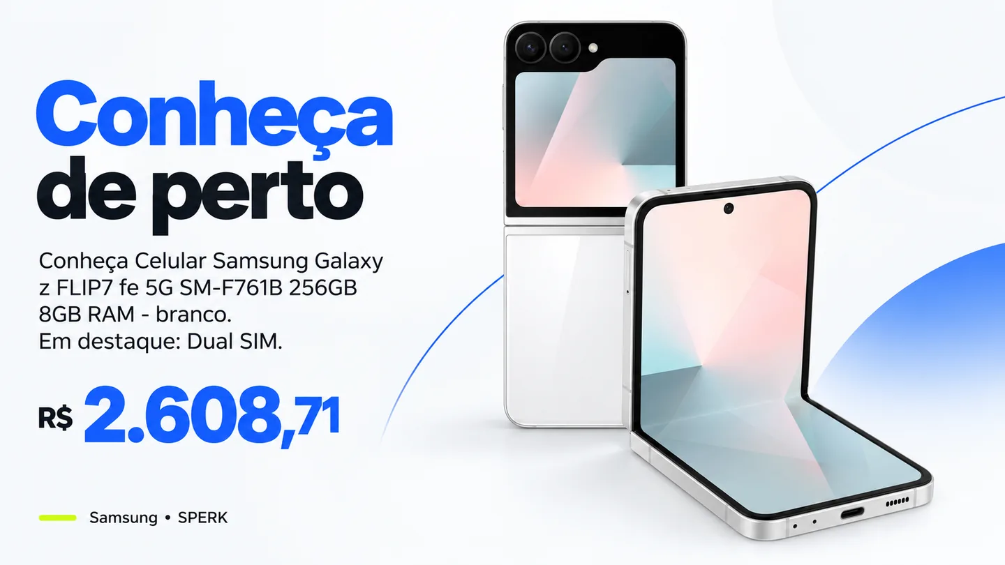 Celular Samsung Galaxy z FLIP7 fe 5G SM-F761B 256GB 8GB RAM - branco — heroi descricao