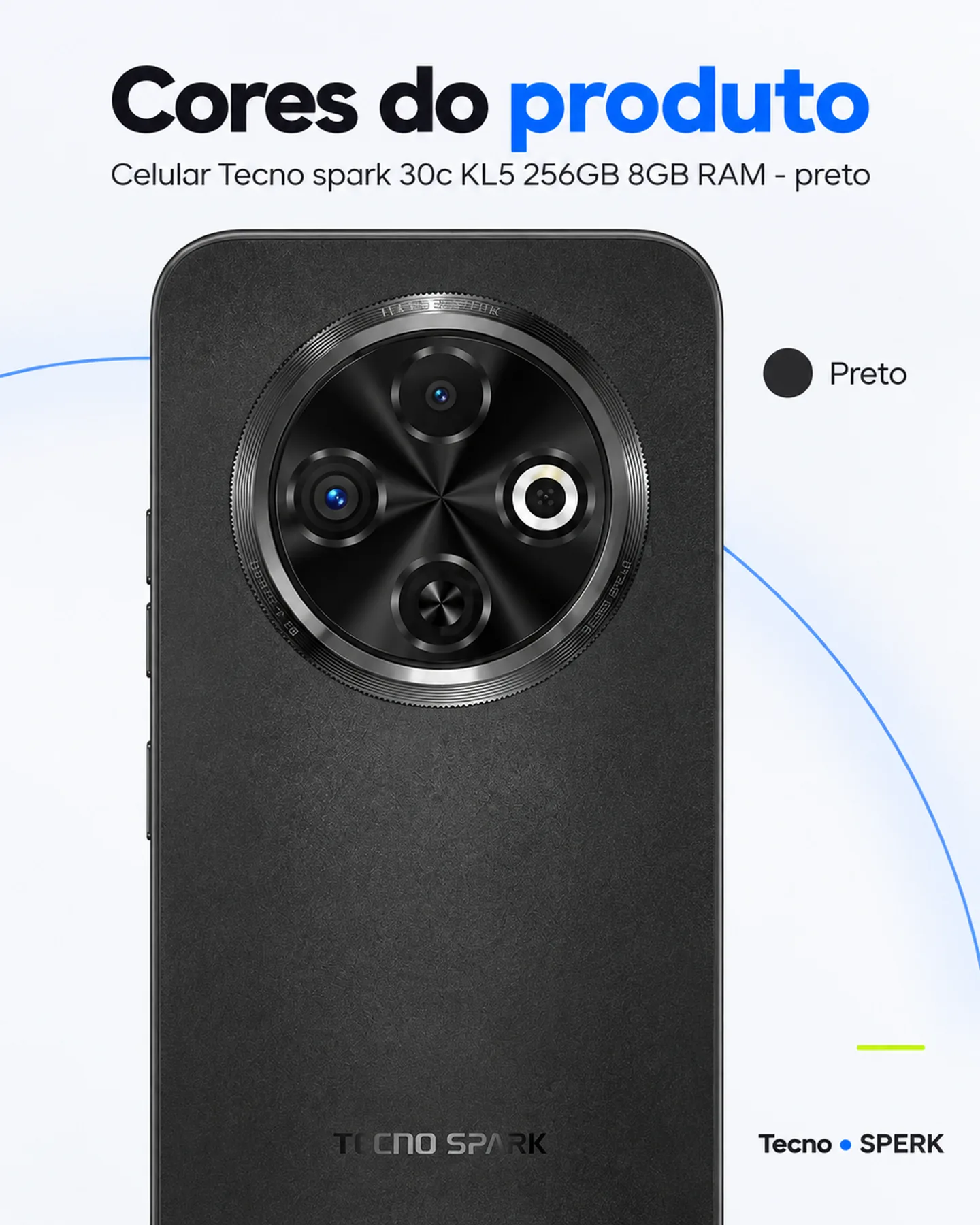 Celular Tecno spark 30c KL5 256GB 8GB RAM - preto — painel 5
