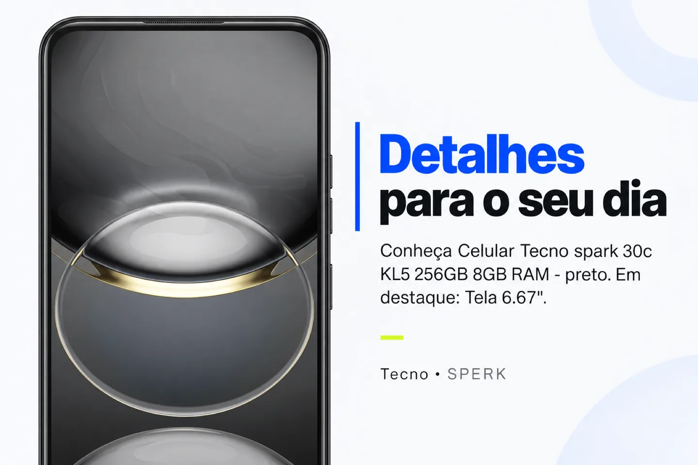 Celular Tecno spark 30c KL5 256GB 8GB RAM - preto — diferencial uso