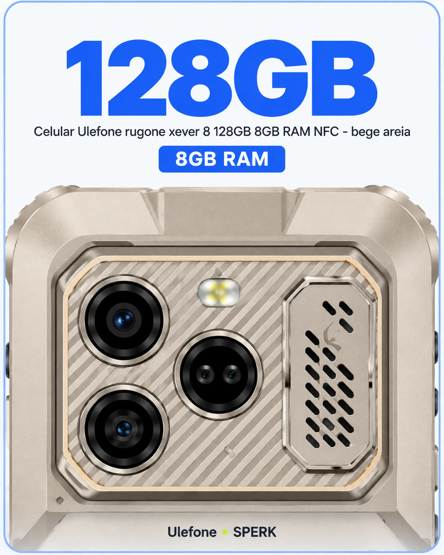 Celular Ulefone rugone xever 8 128GB 8GB RAM NFC - bege areia — painel 2