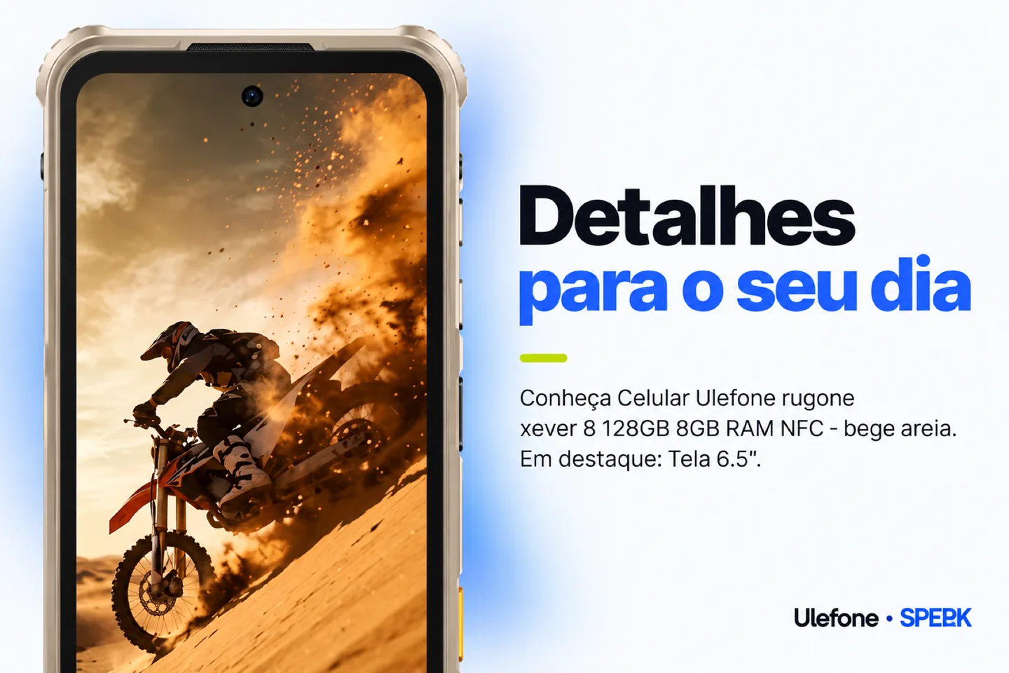 Celular Ulefone rugone xever 8 128GB 8GB RAM NFC - bege areia — diferencial uso