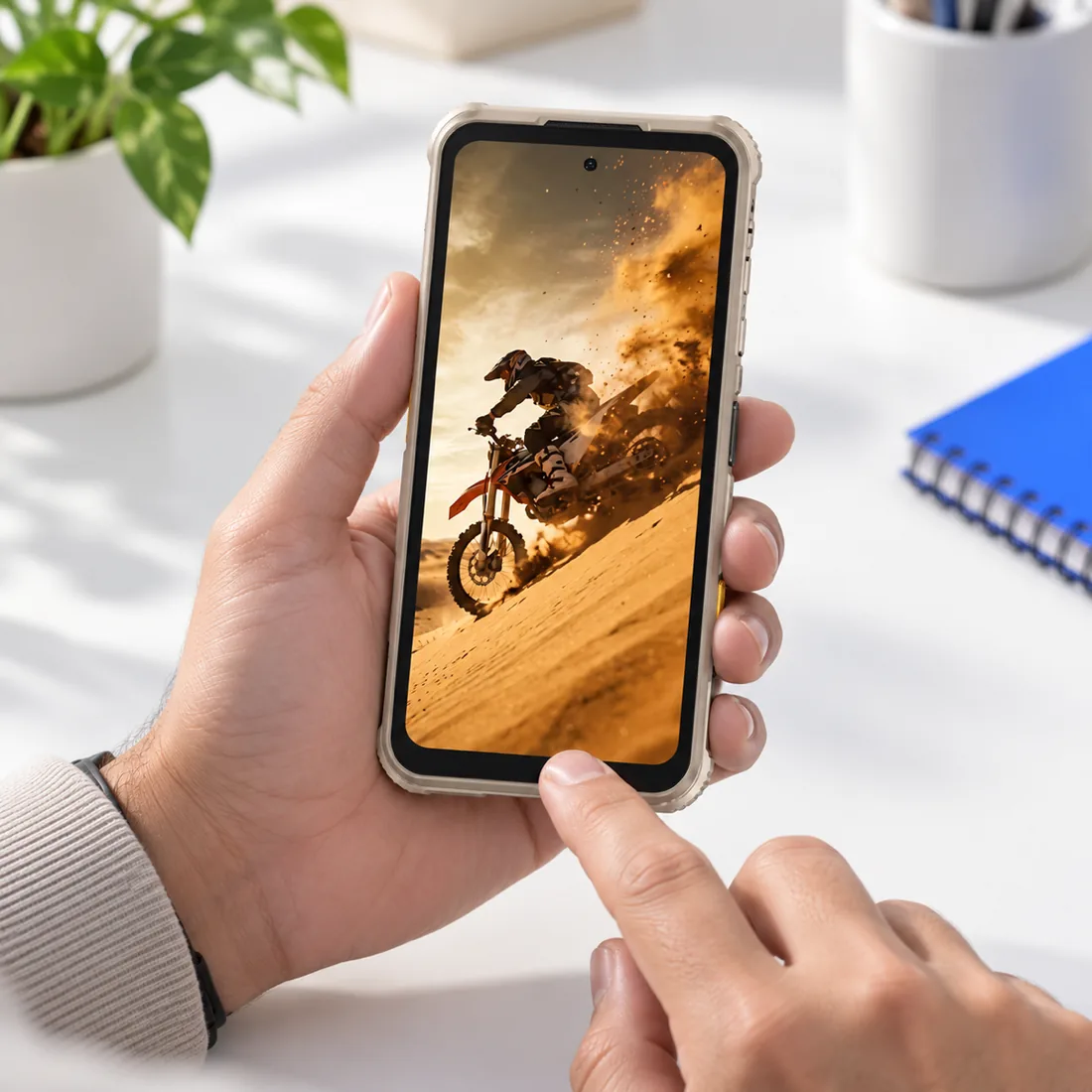 Celular Ulefone rugone xever 8 128GB 8GB RAM NFC - bege areia — uso