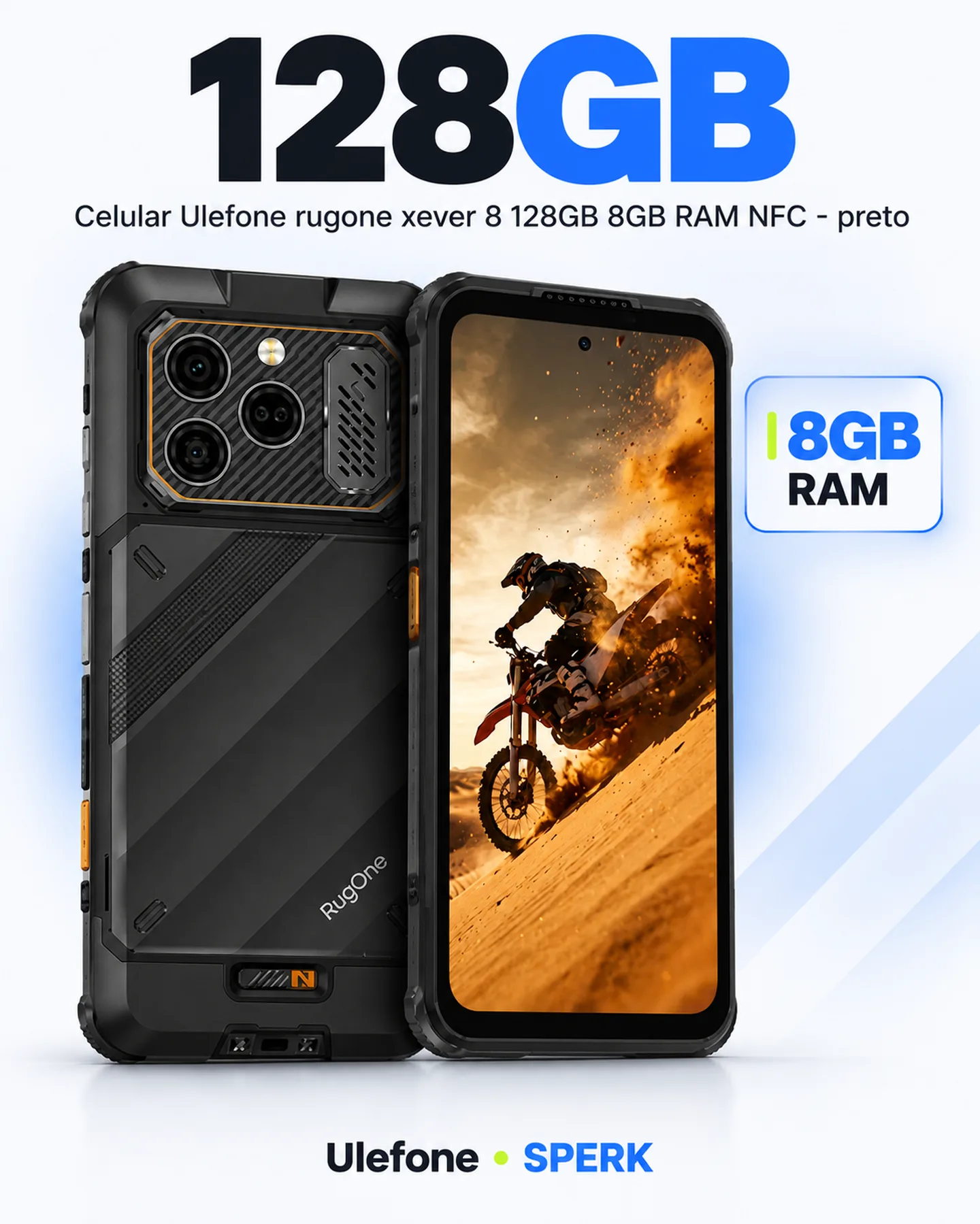 Celular Ulefone rugone xever 8 128GB 8GB RAM NFC - preto — painel 2