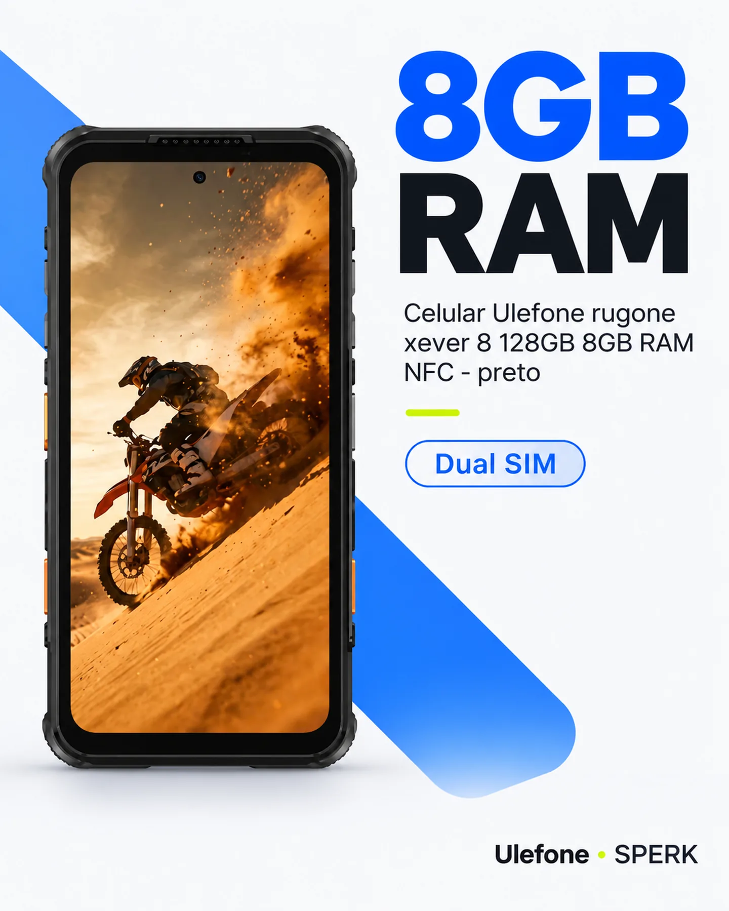 Celular Ulefone rugone xever 8 128GB 8GB RAM NFC - preto — painel 3