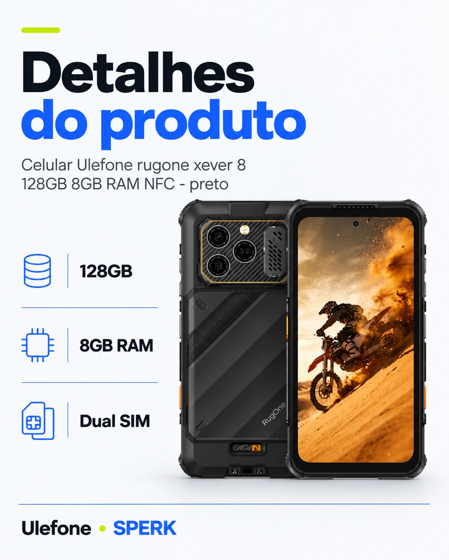 Celular Ulefone rugone xever 8 128GB 8GB RAM NFC - preto — painel 4
