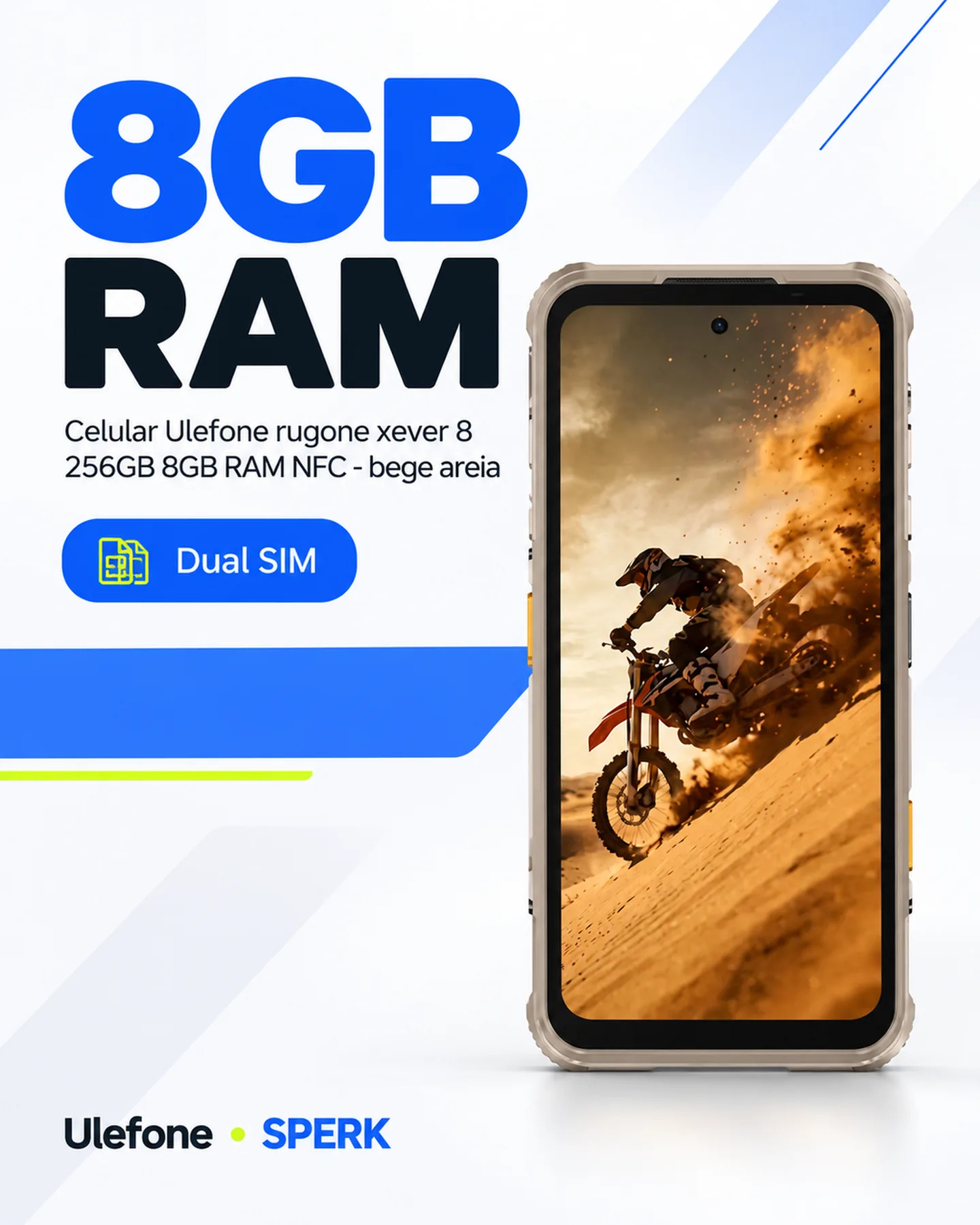 Celular Ulefone rugone xever 8 256GB 8GB RAM NFC - bege areia — painel 3
