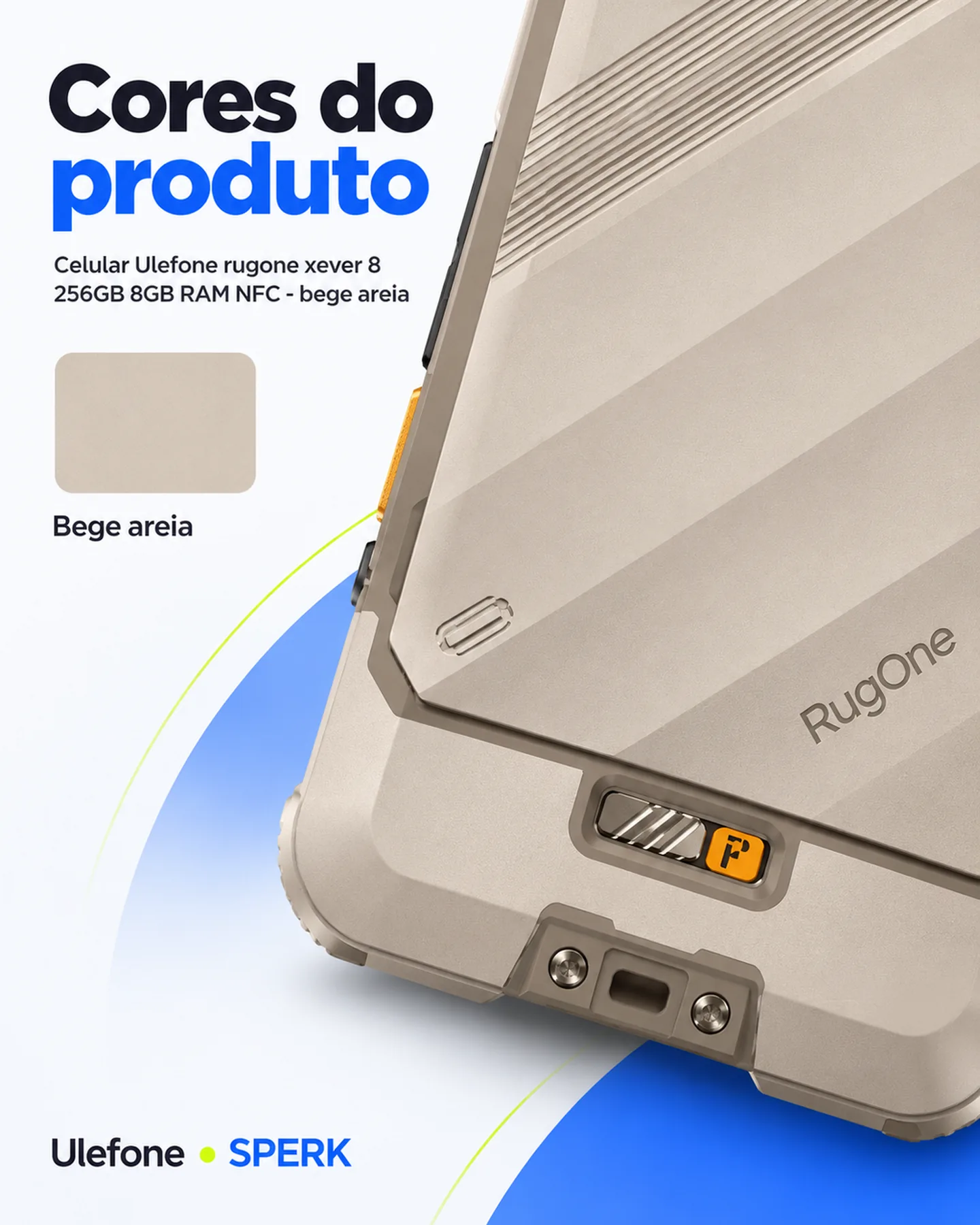 Celular Ulefone rugone xever 8 256GB 8GB RAM NFC - bege areia — painel 5