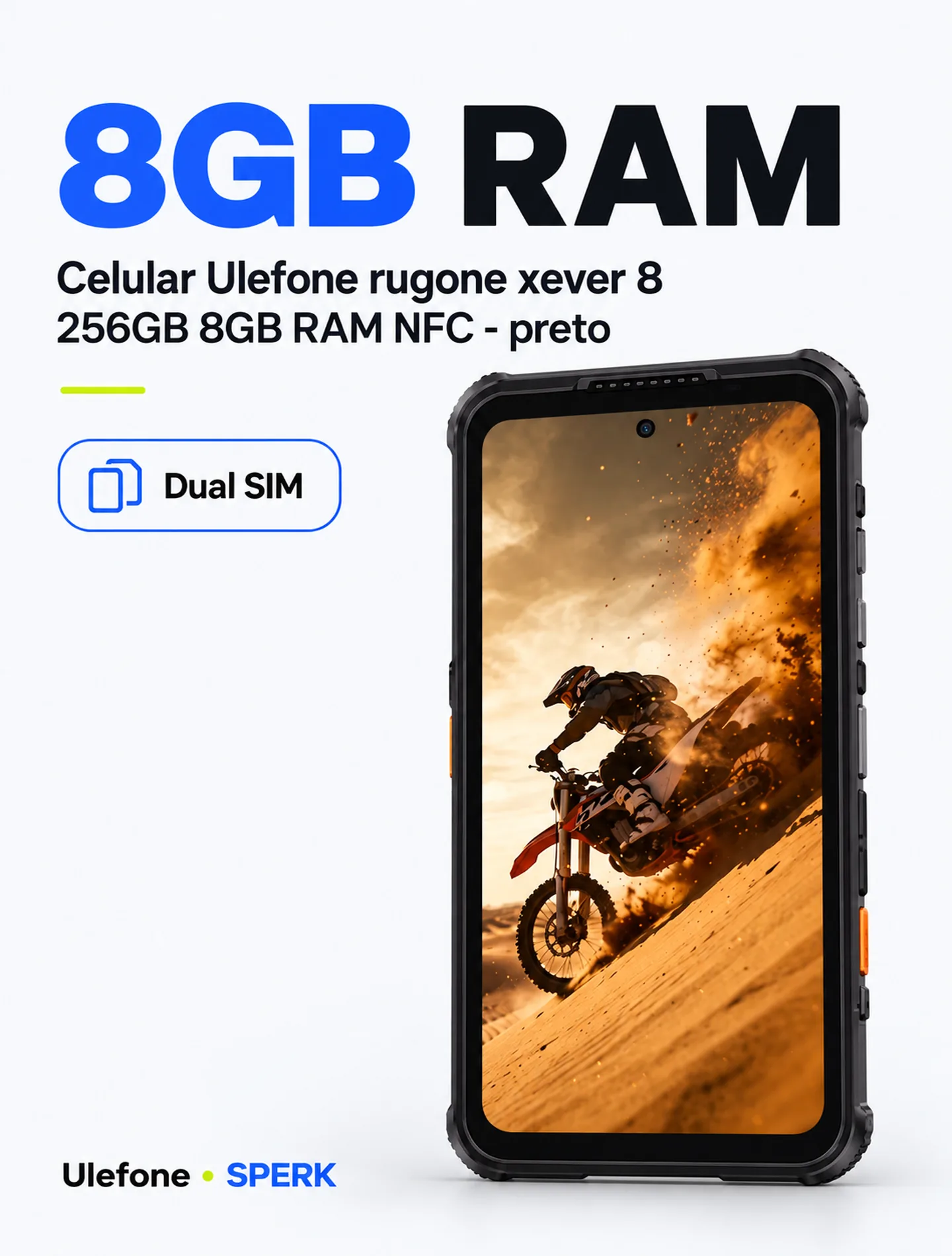 Celular Ulefone rugone xever 8 256GB 8GB RAM NFC - preto — painel 3