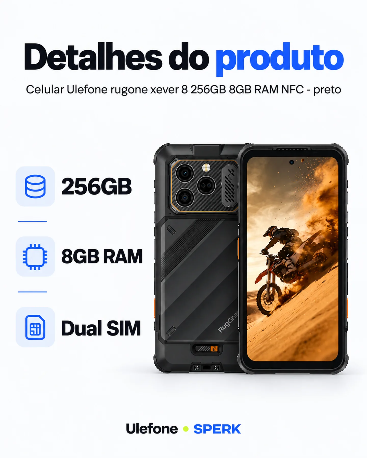 Celular Ulefone rugone xever 8 256GB 8GB RAM NFC - preto — painel 4