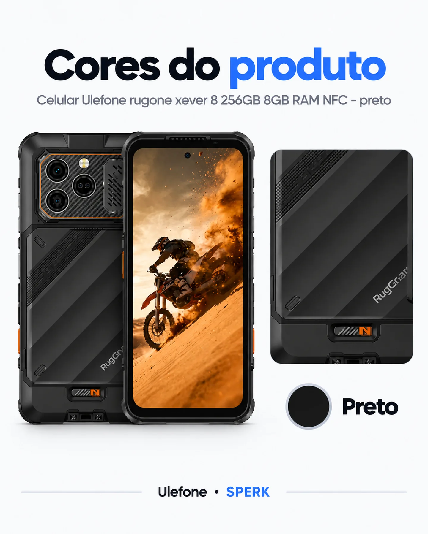 Celular Ulefone rugone xever 8 256GB 8GB RAM NFC - preto — painel 5