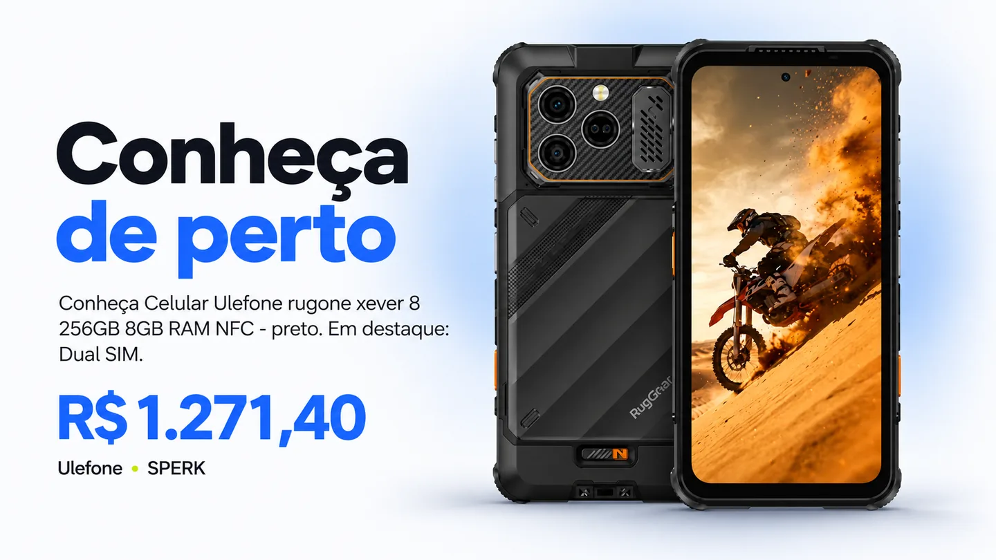 Celular Ulefone rugone xever 8 256GB 8GB RAM NFC - preto — heroi descricao