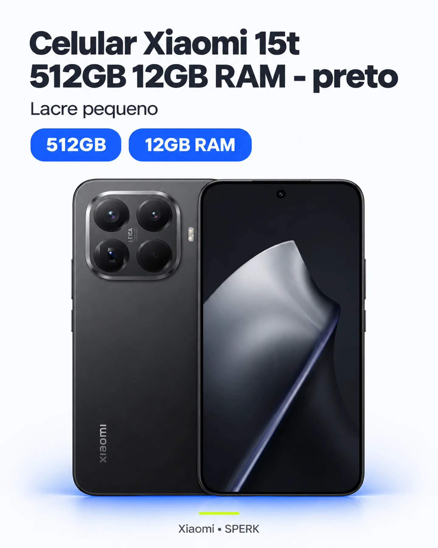 Celular Xiaomi 15t 512GB 12GB RAM - preto — painel 1