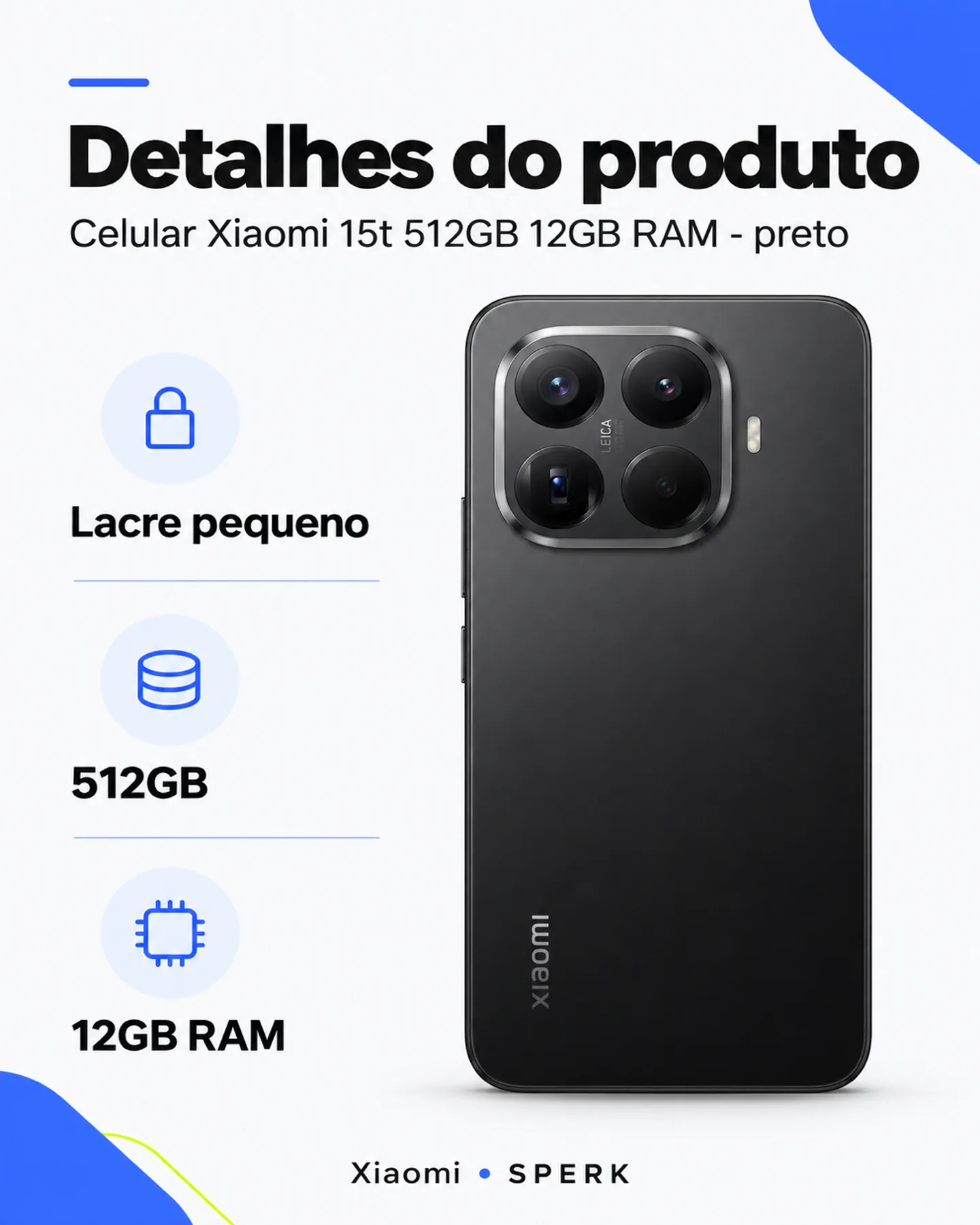 Celular Xiaomi 15t 512GB 12GB RAM - preto — painel 4