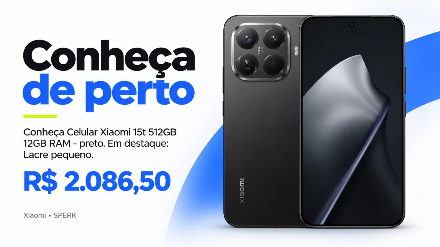 Celular Xiaomi 15t 512GB 12GB RAM - preto — heroi descricao