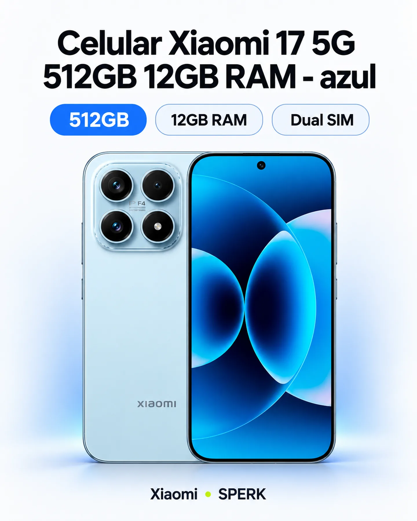 Celular Xiaomi 17 5G 512GB 12GB RAM - azul — painel 1