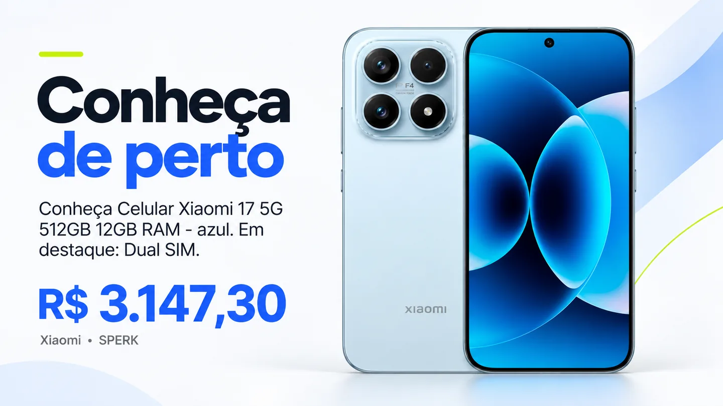 Celular Xiaomi 17 5G 512GB 12GB RAM - azul — heroi descricao