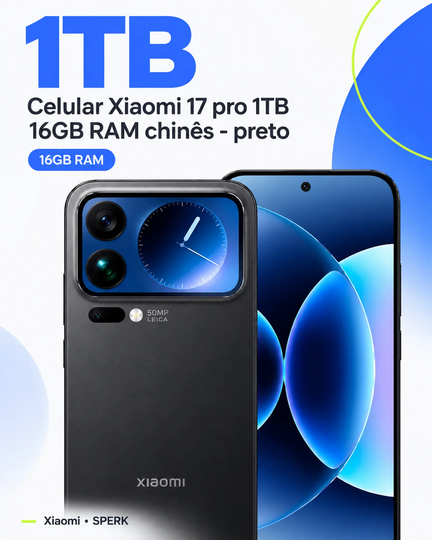 Celular Xiaomi 17 pro 1TB 16GB RAM chinês - preto — painel 2