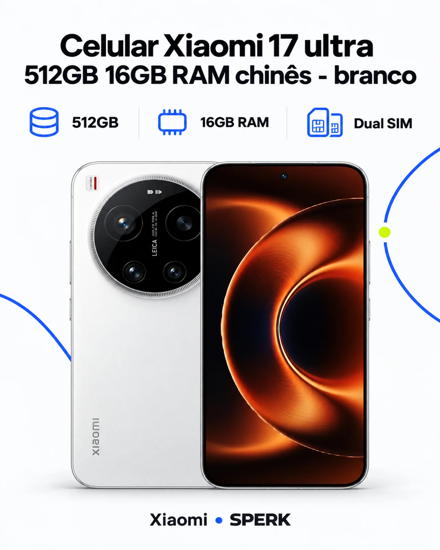 Celular Xiaomi 17 ultra 512GB 16GB RAM chinês - branco — painel 1