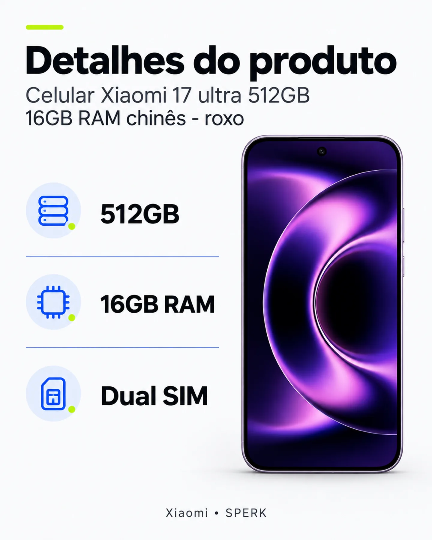 Celular Xiaomi 17 ultra 512GB 16GB RAM chinês - roxo — painel 4