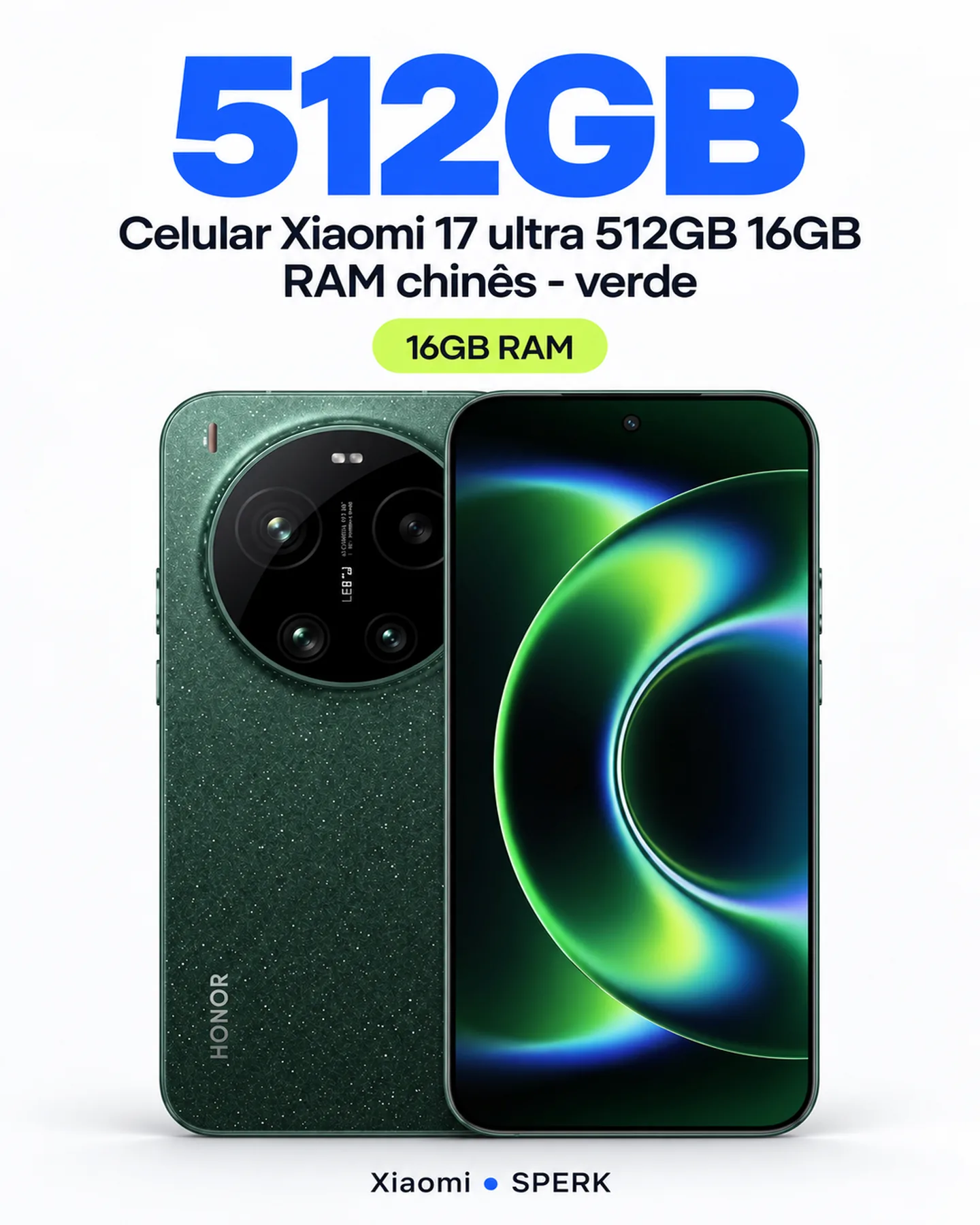 Celular Xiaomi 17 ultra 512GB 16GB RAM chinês - verde — painel 2