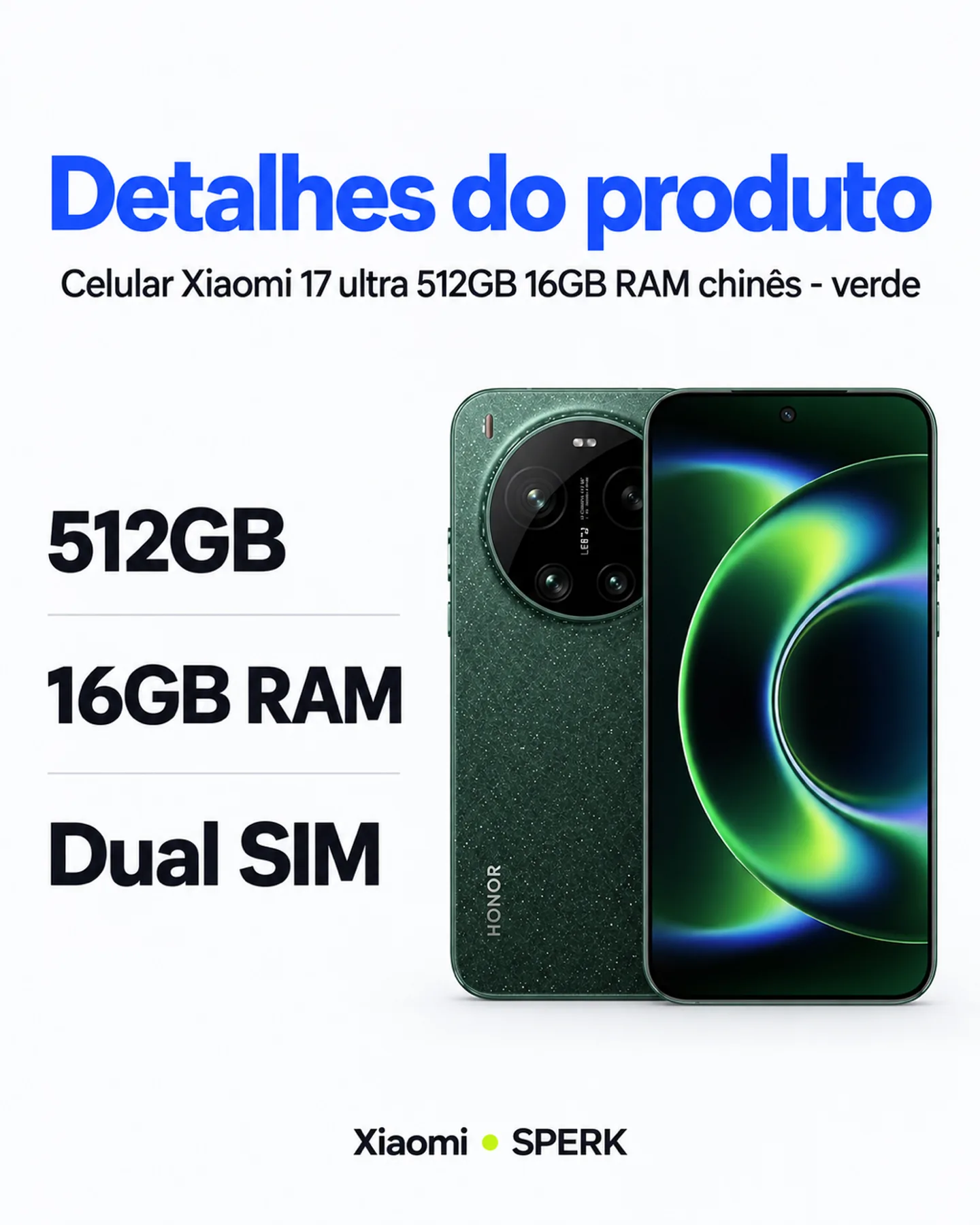 Celular Xiaomi 17 ultra 512GB 16GB RAM chinês - verde — painel 4