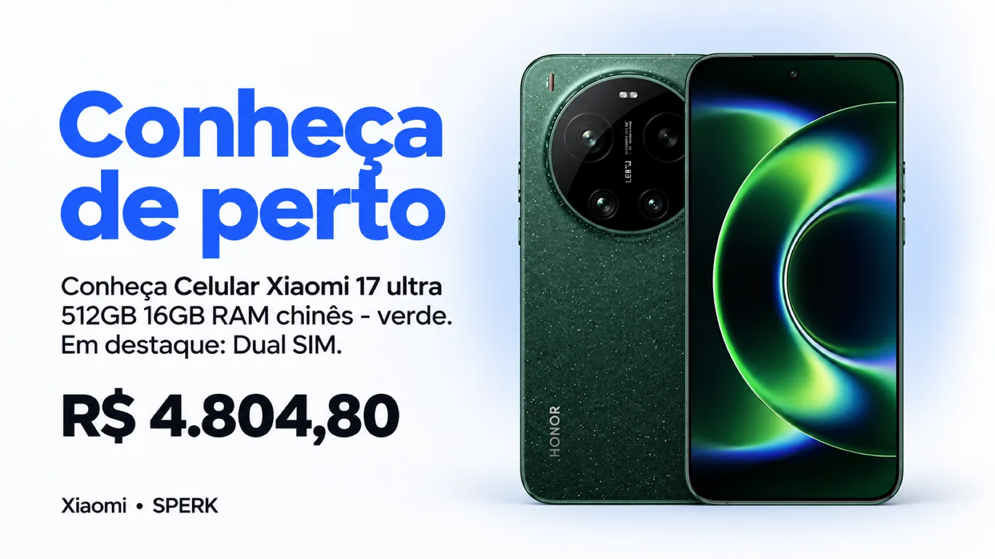Celular Xiaomi 17 ultra 512GB 16GB RAM chinês - verde — heroi descricao