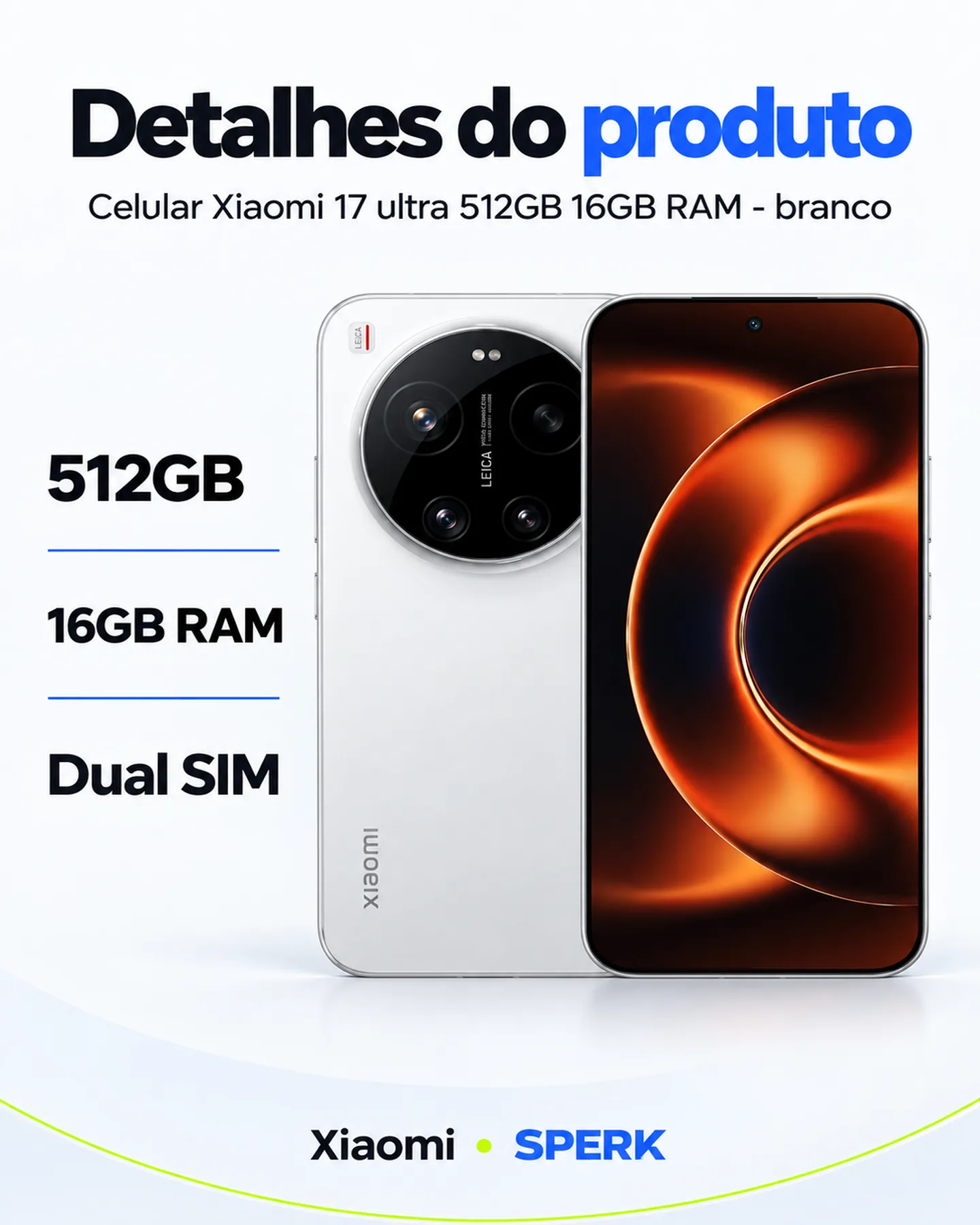 Celular Xiaomi 17 ultra 512GB 16GB RAM - branco — painel 4