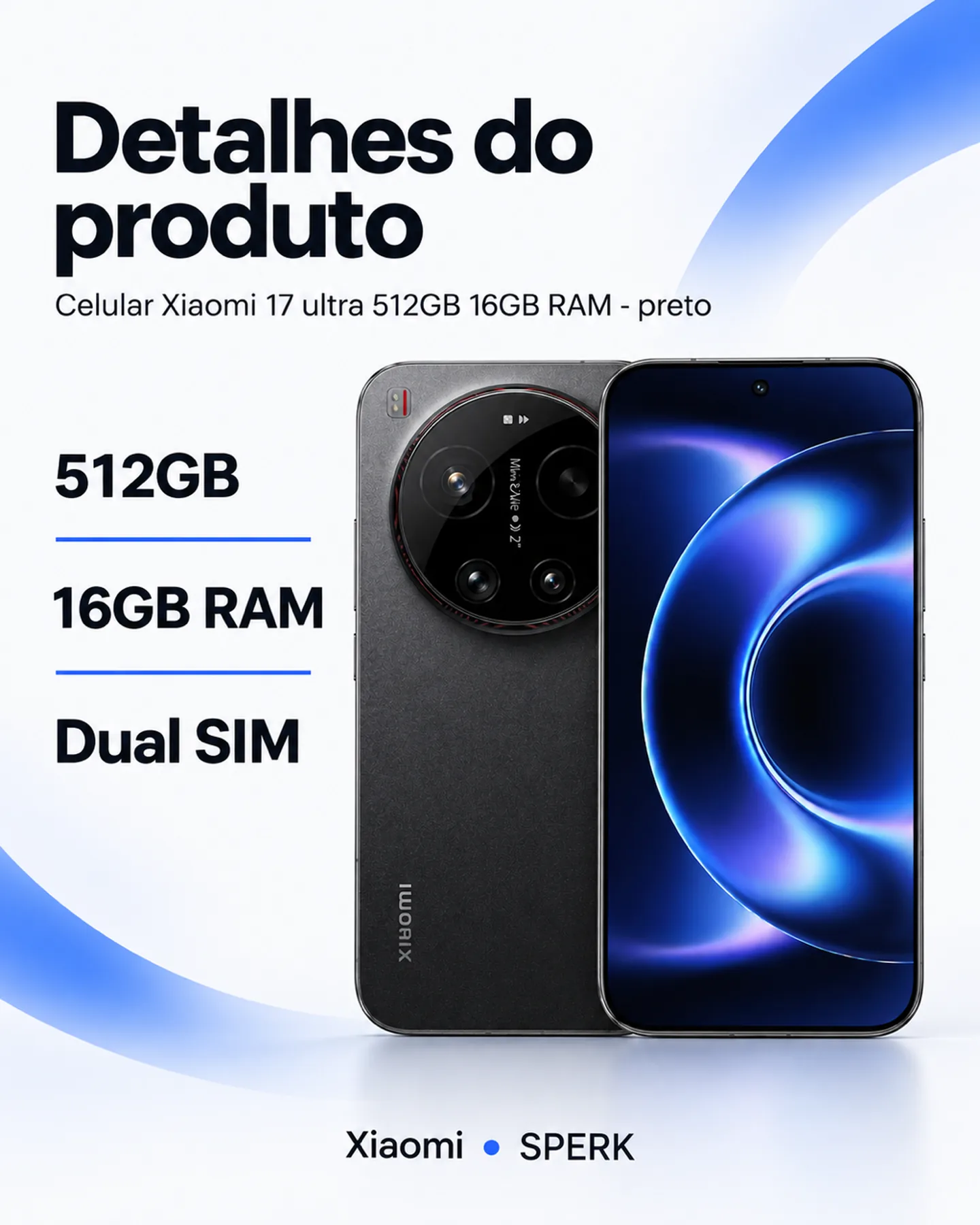 Celular Xiaomi 17 ultra 512GB 16GB RAM - preto — painel 4