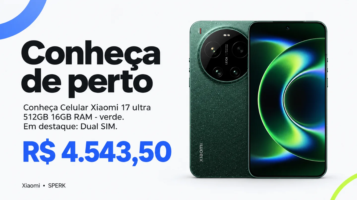 Celular Xiaomi 17 ultra 512GB 16GB RAM - verde — heroi descricao