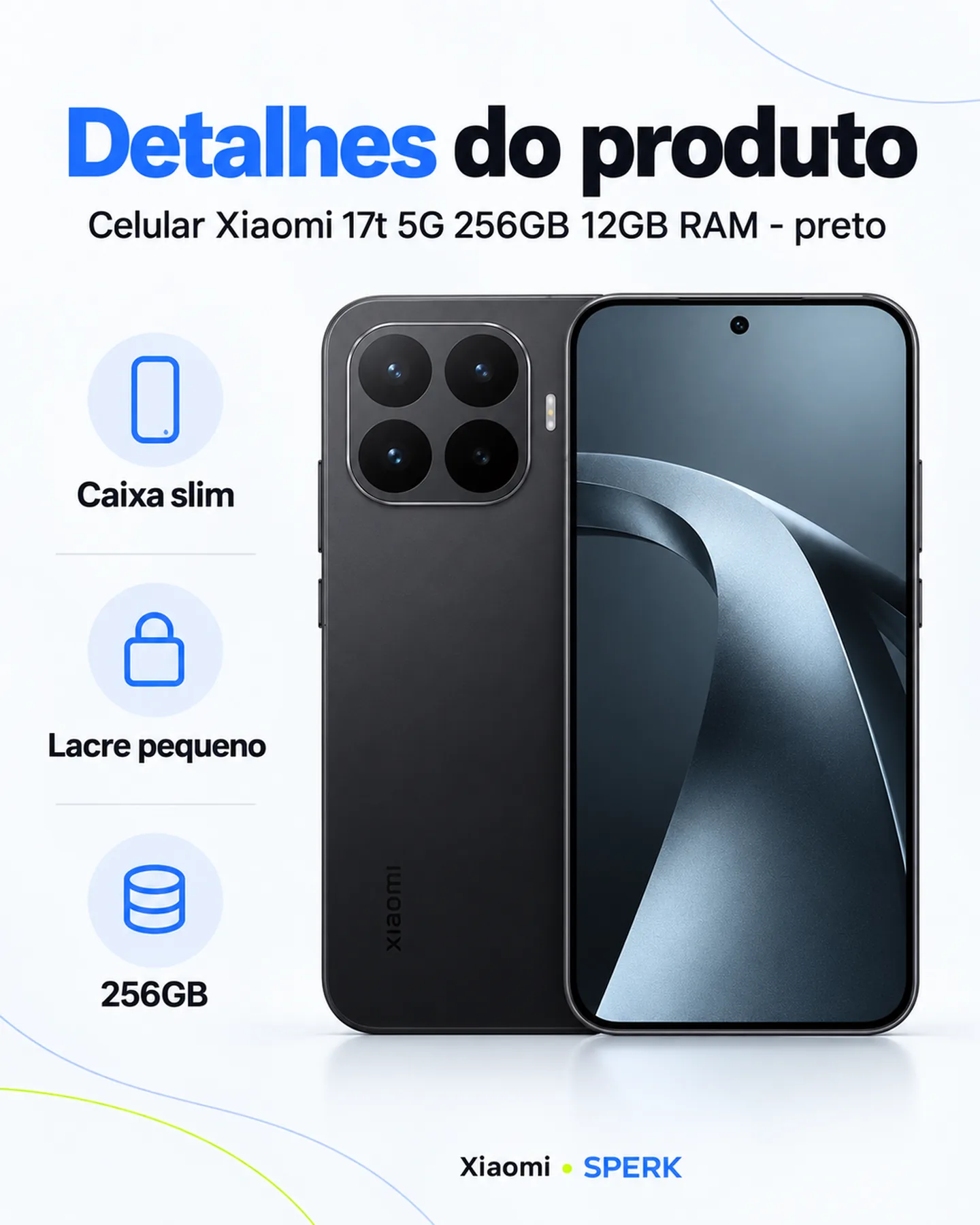 Celular Xiaomi 17t 5G 256GB 12GB RAM - preto — painel 4