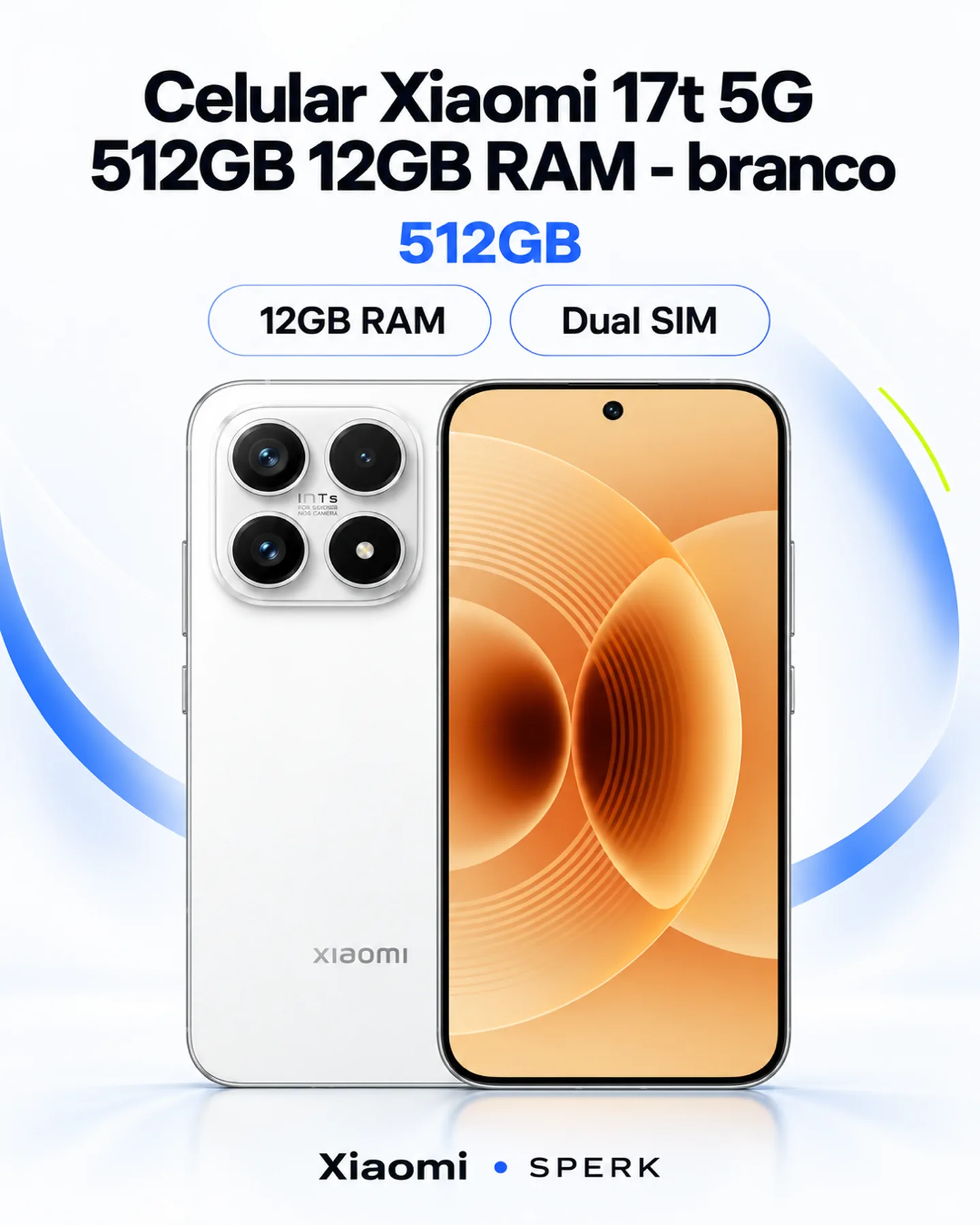 Celular Xiaomi 17t 5G 512GB 12GB RAM - branco — painel 1