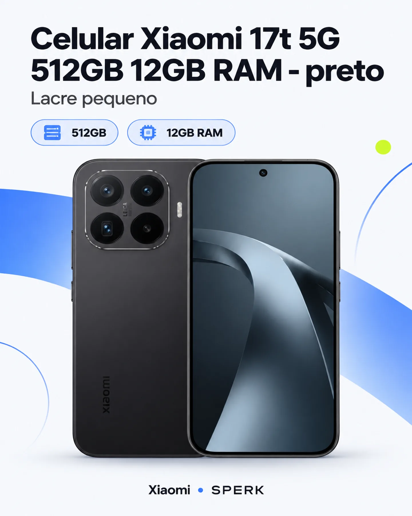 Celular Xiaomi 17t 5G 512GB 12GB RAM - preto — painel 1