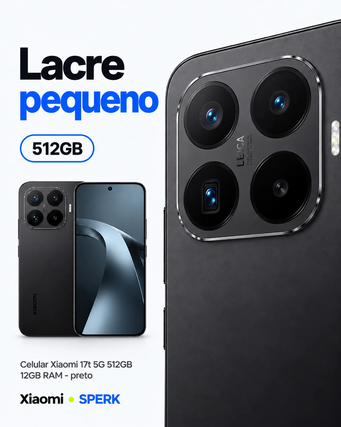 Celular Xiaomi 17t 5G 512GB 12GB RAM - preto — painel 2