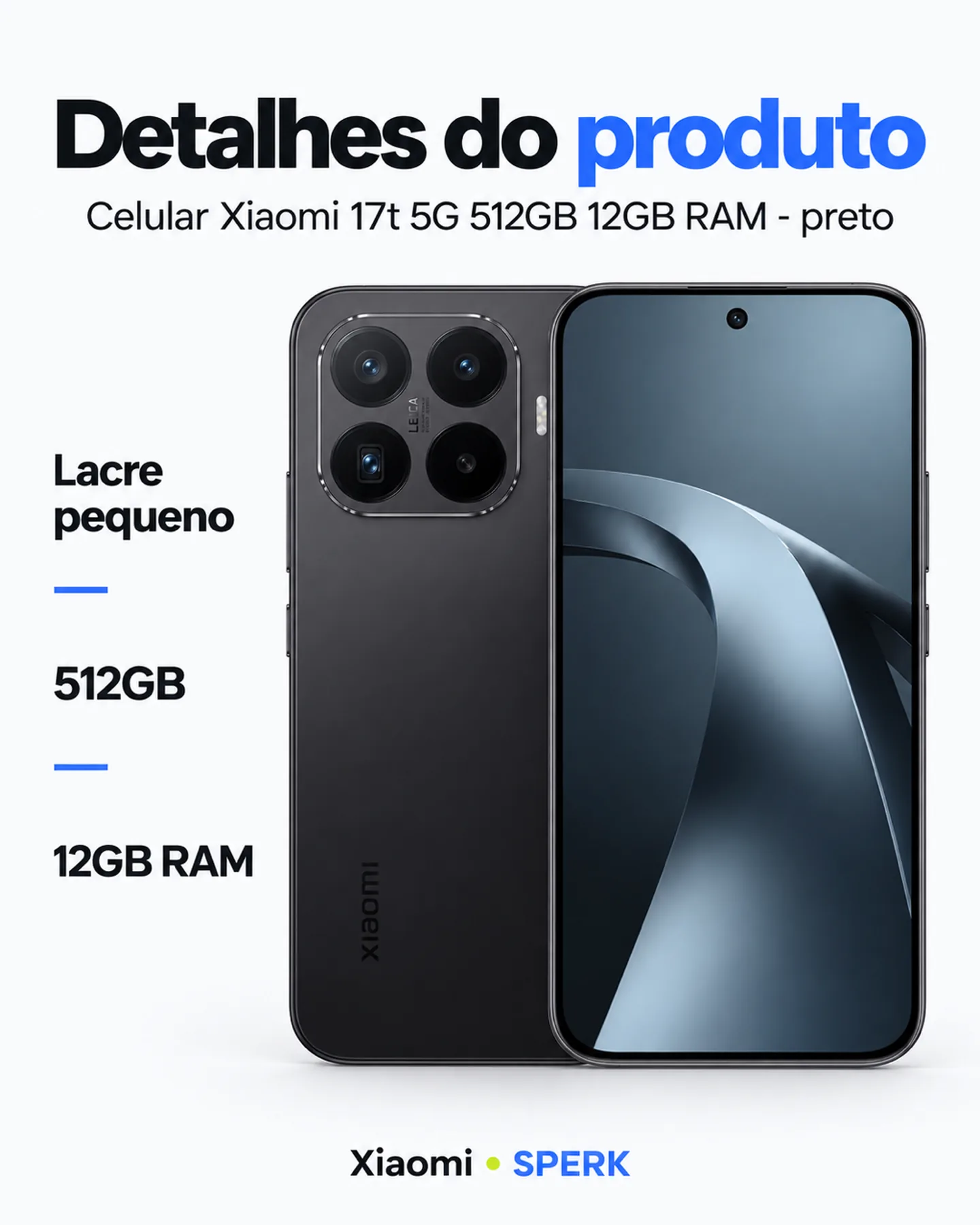 Celular Xiaomi 17t 5G 512GB 12GB RAM - preto — painel 4