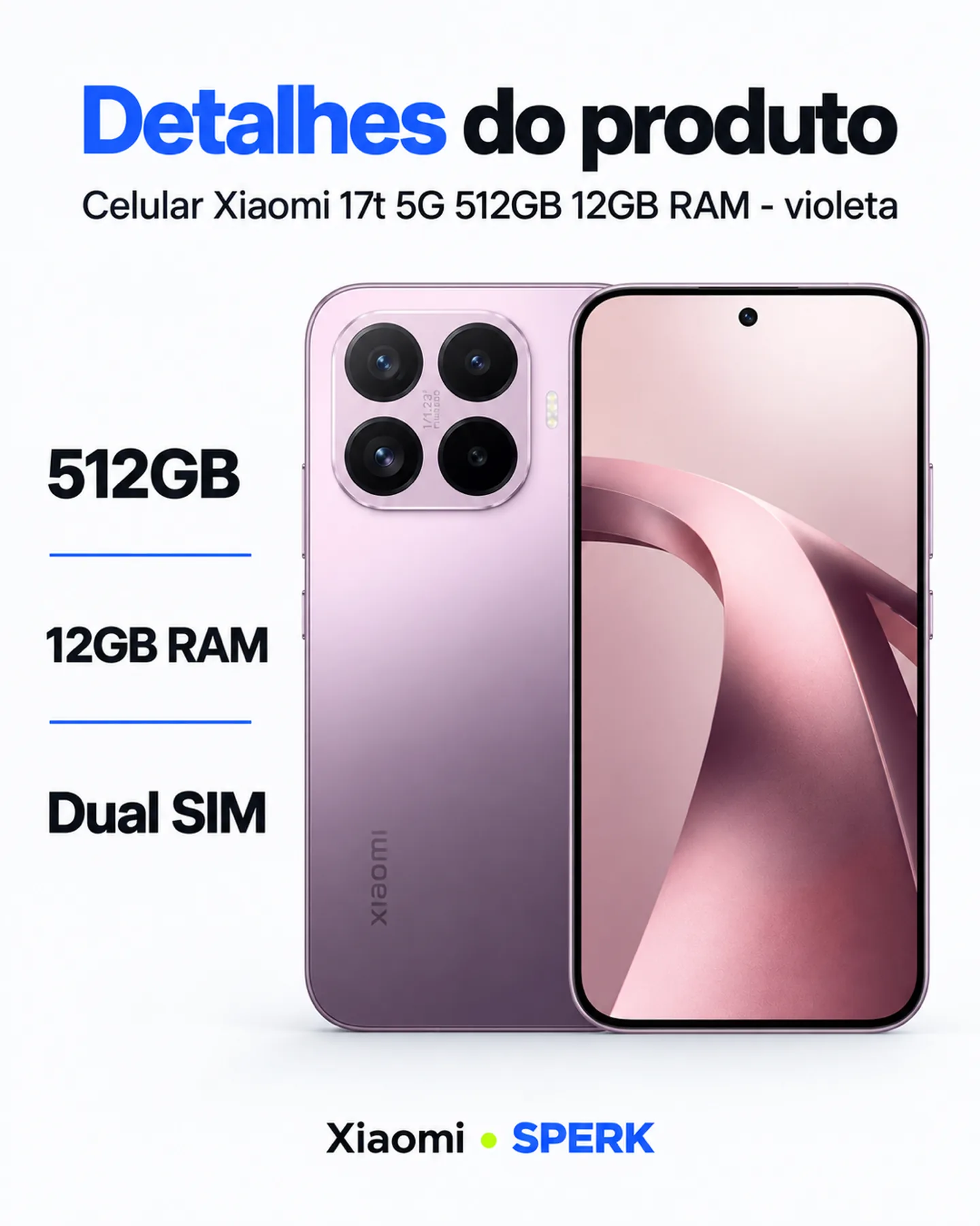 Celular Xiaomi 17t 5G 512GB 12GB RAM - violeta — painel 4