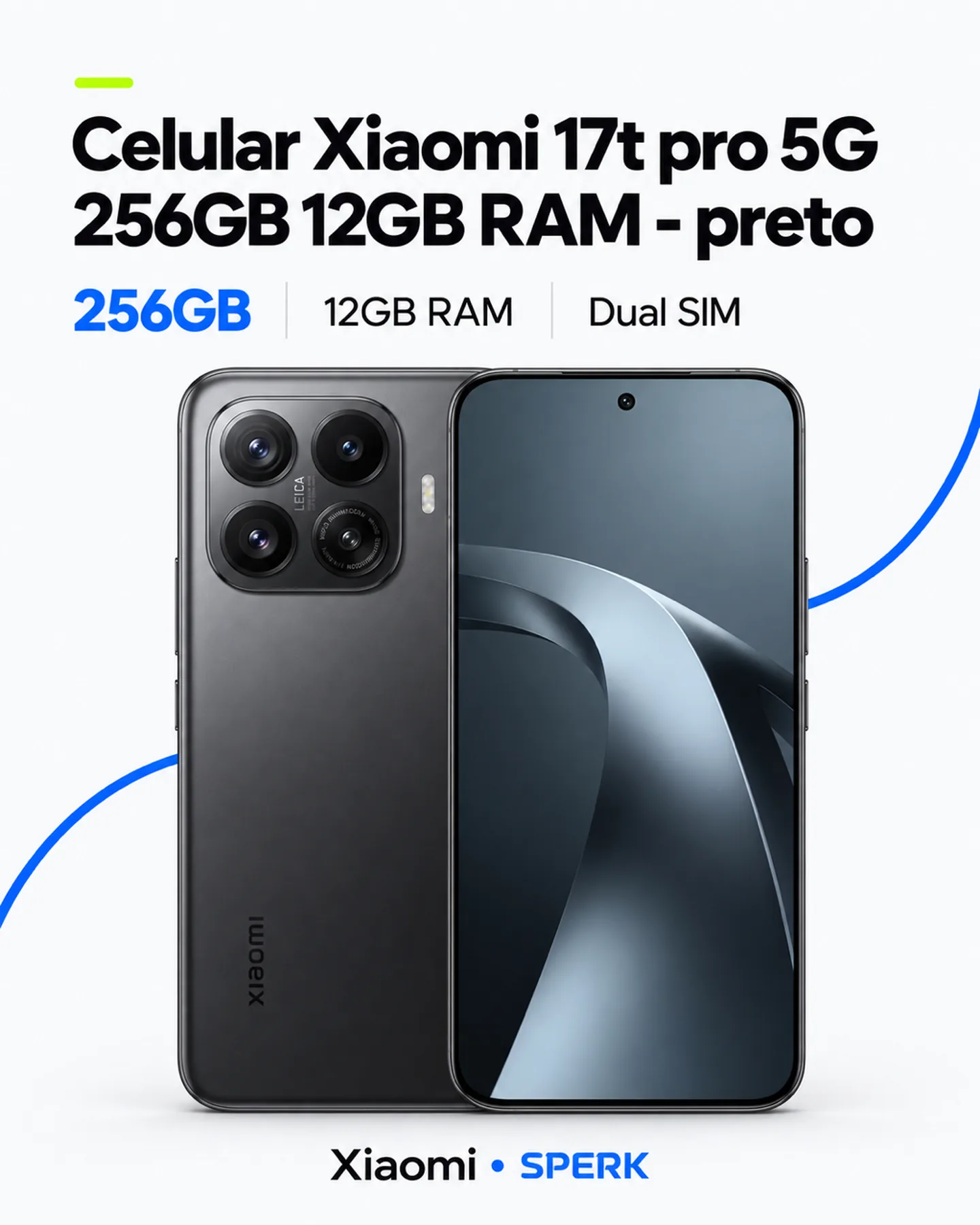 Celular Xiaomi 17t pro 5G 256GB 12GB RAM - preto — painel 1