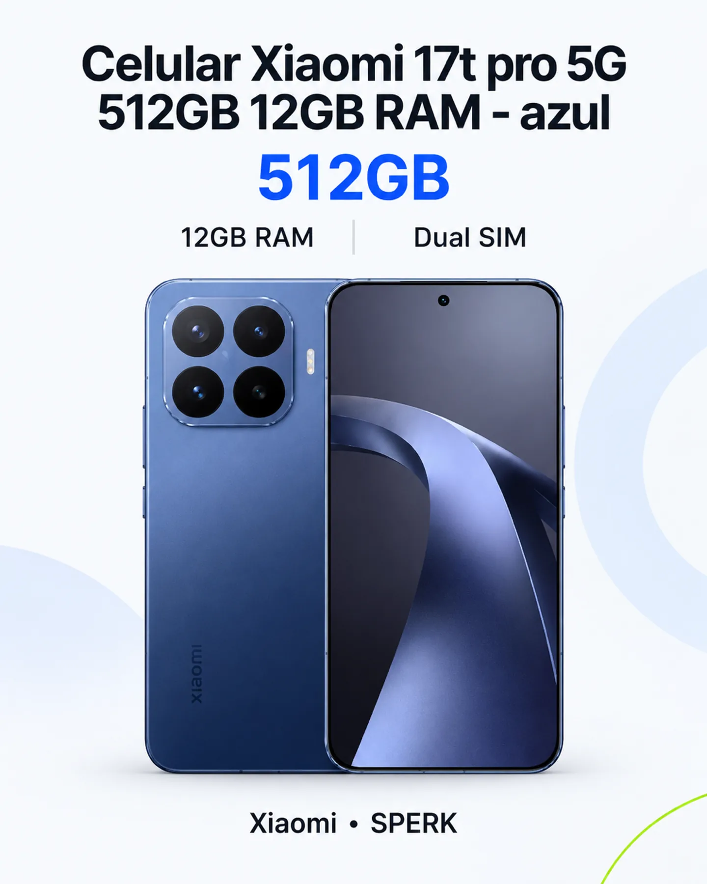 Celular Xiaomi 17t pro 5G 512GB 12GB RAM - azul — painel 1