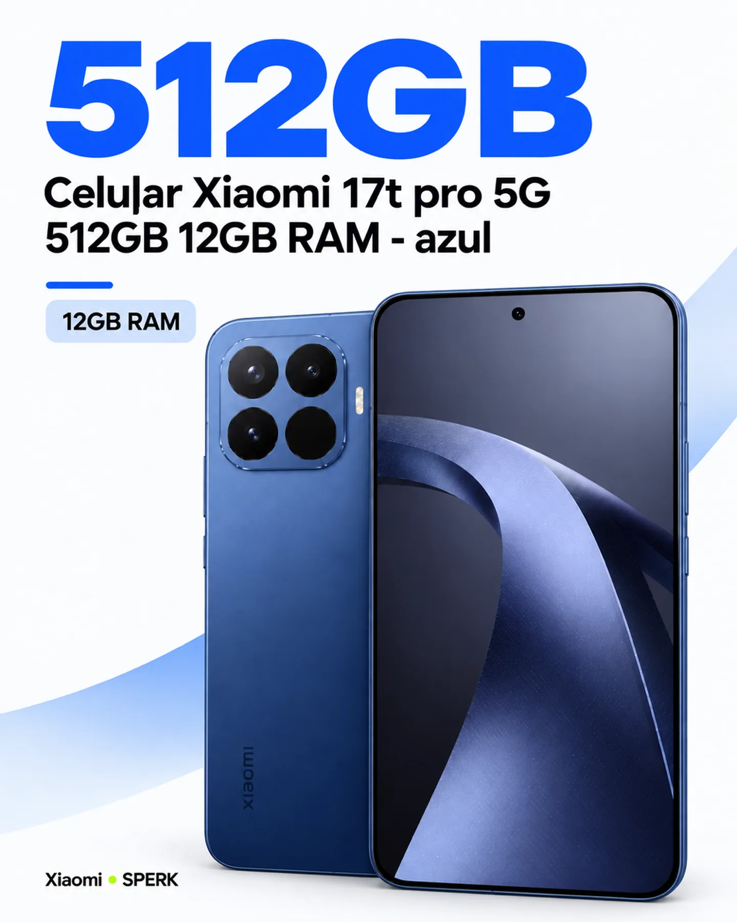 Celular Xiaomi 17t pro 5G 512GB 12GB RAM - azul — painel 2