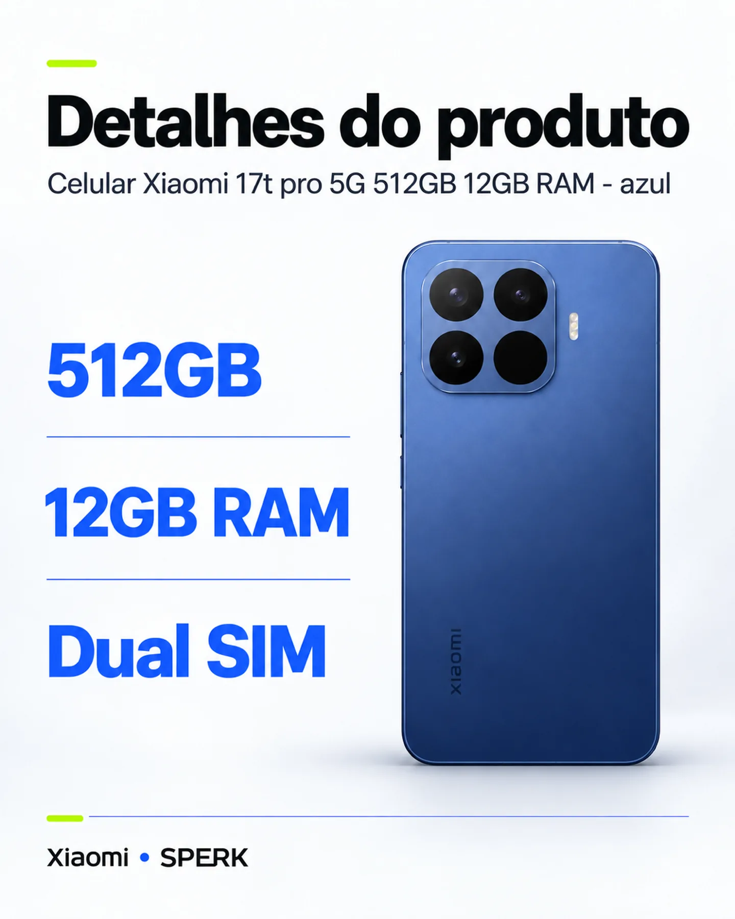 Celular Xiaomi 17t pro 5G 512GB 12GB RAM - azul — painel 4
