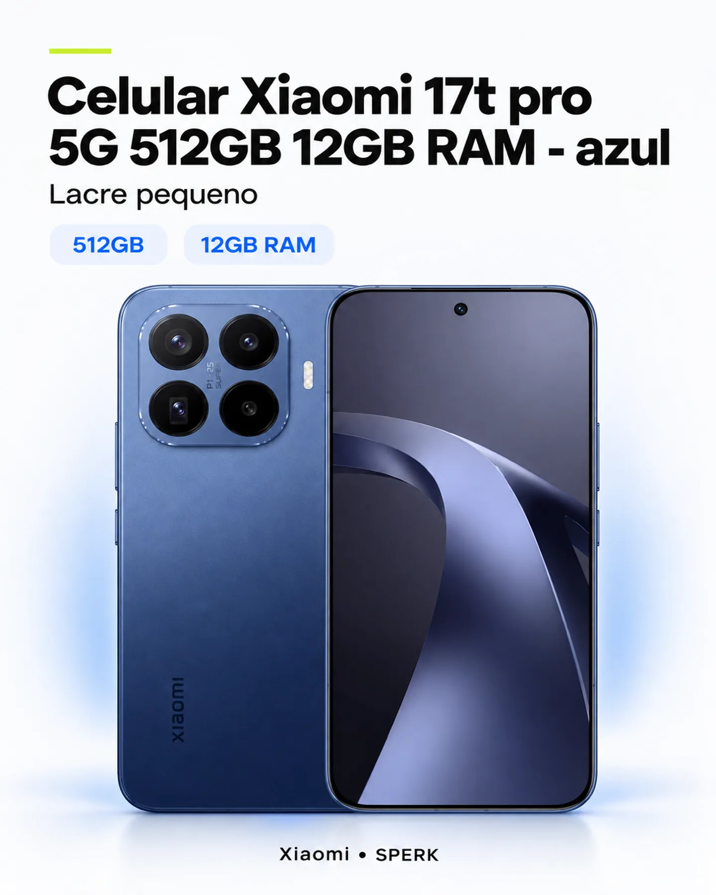 Celular Xiaomi 17t pro 5G 512GB 12GB RAM - azul — painel 1