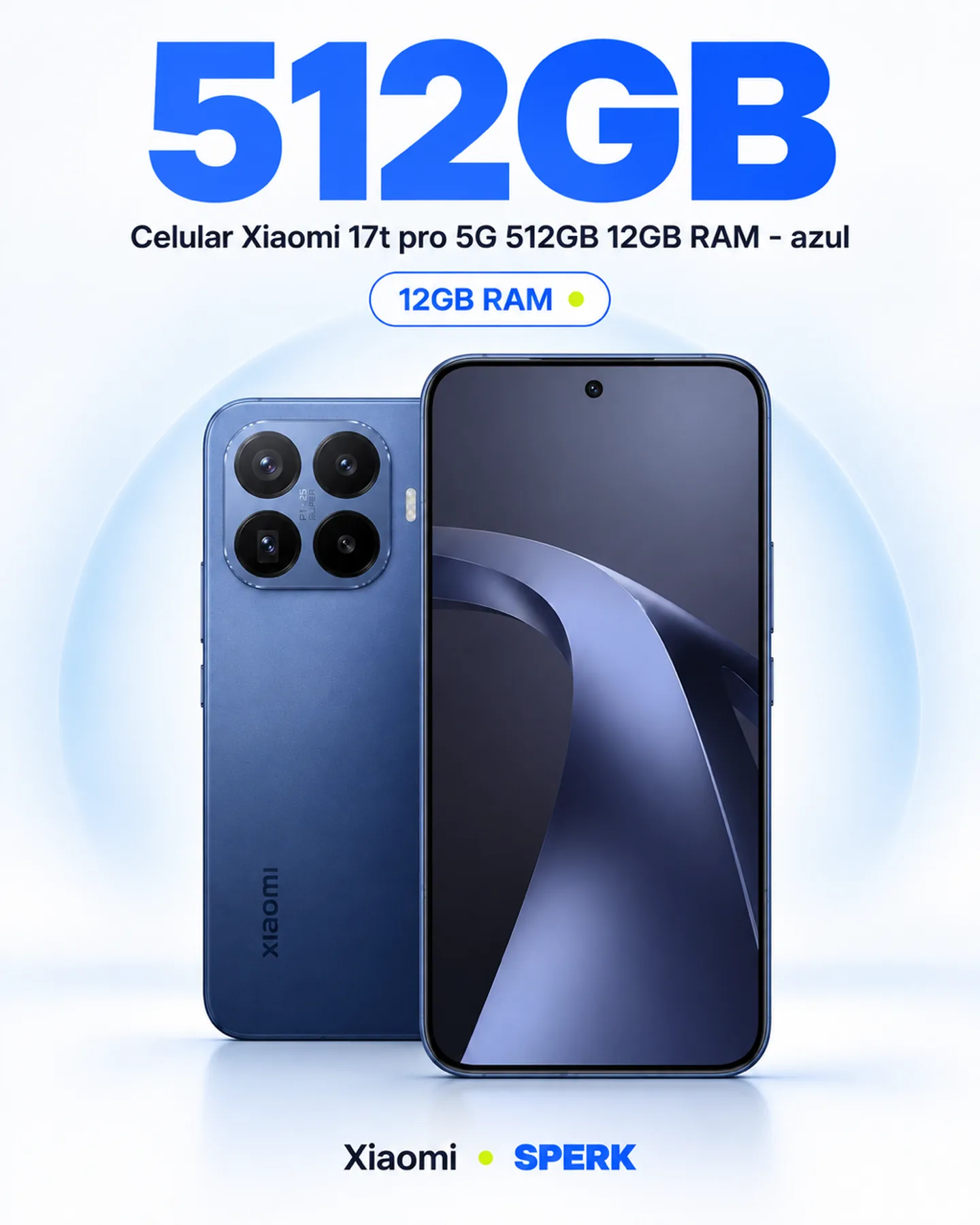 Celular Xiaomi 17t pro 5G 512GB 12GB RAM - azul — painel 3