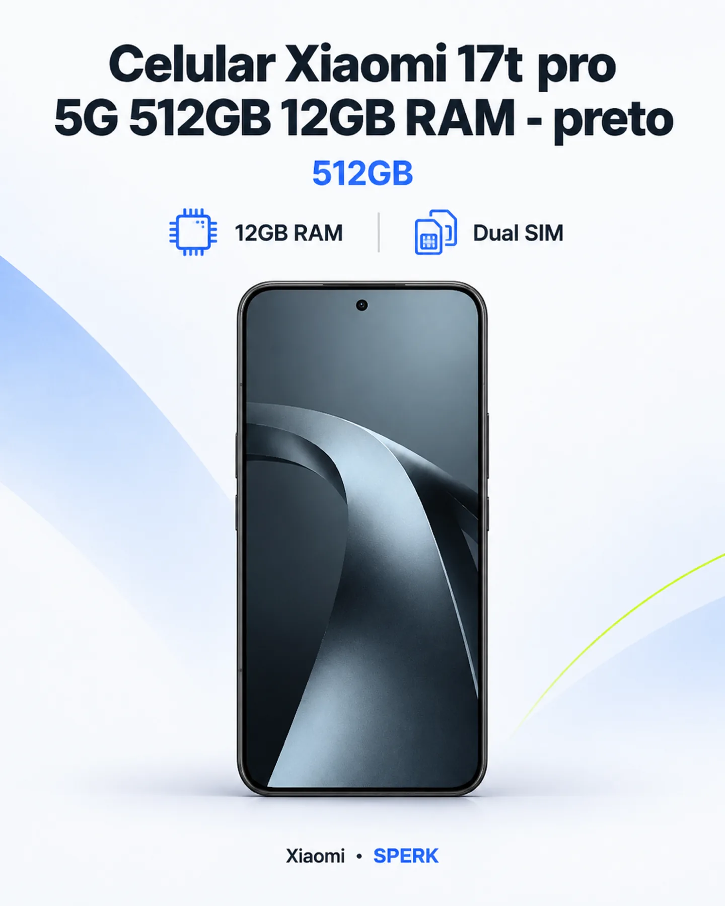 Celular Xiaomi 17t pro 5G 512GB 12GB RAM - preto — painel 1