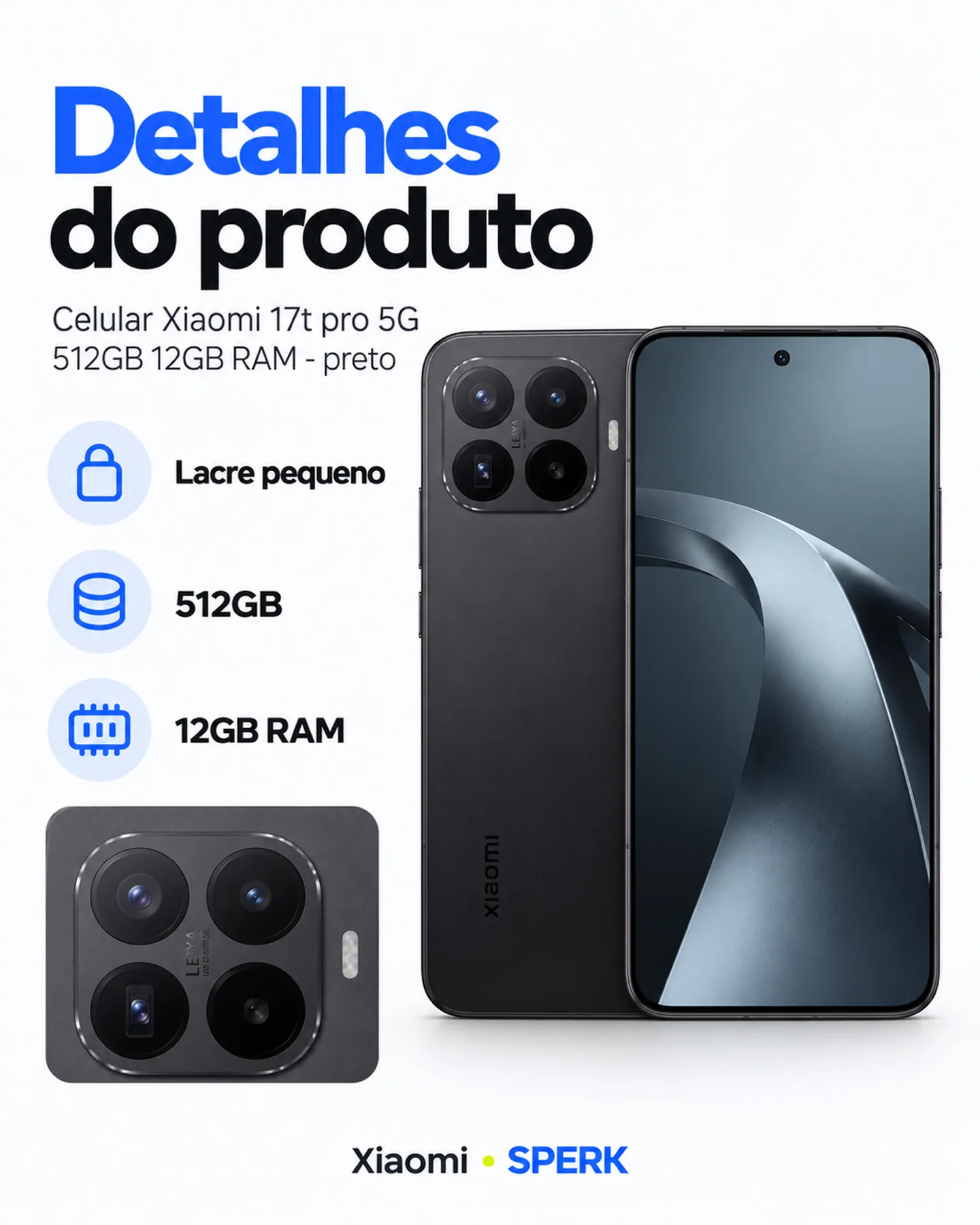 Celular Xiaomi 17t pro 5G 512GB 12GB RAM - preto — painel 4