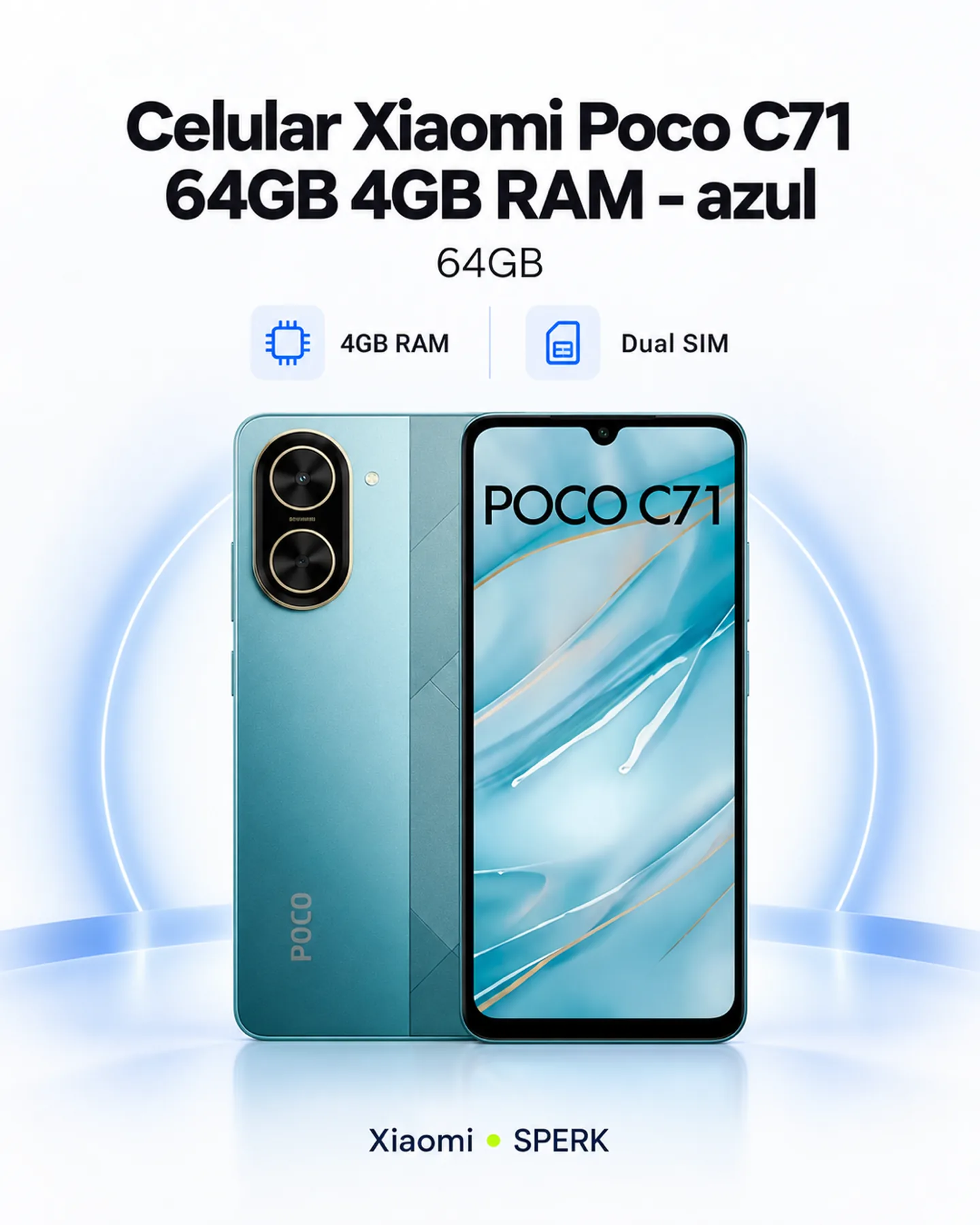 Celular Xiaomi Poco C71 64GB 4GB RAM - azul — painel 1