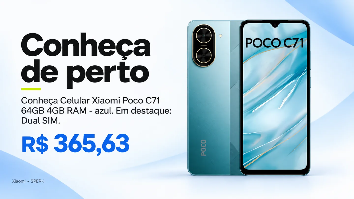 Celular Xiaomi Poco C71 64GB 4GB RAM - azul — heroi descricao