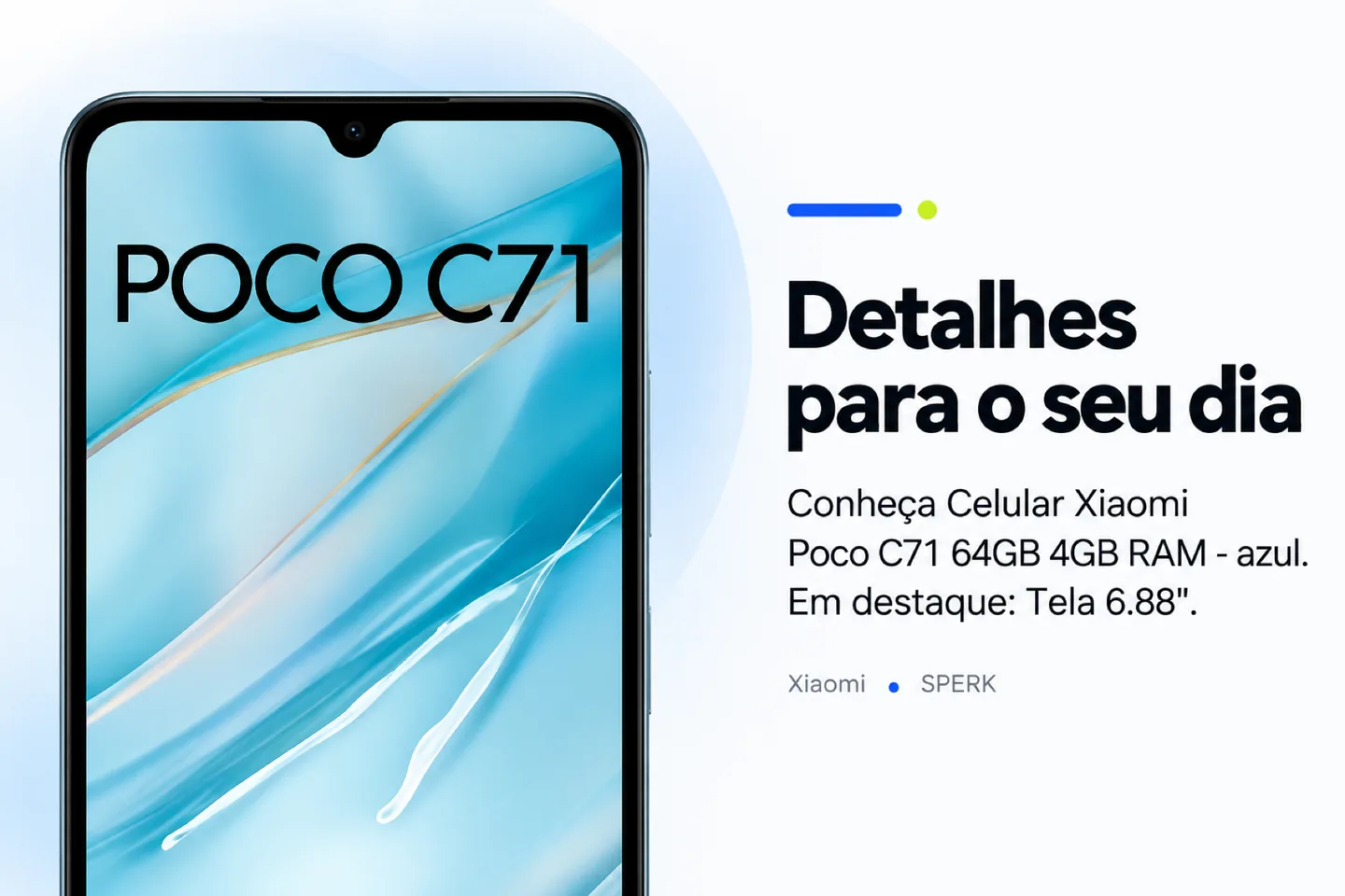 Celular Xiaomi Poco C71 64GB 4GB RAM - azul — diferencial uso