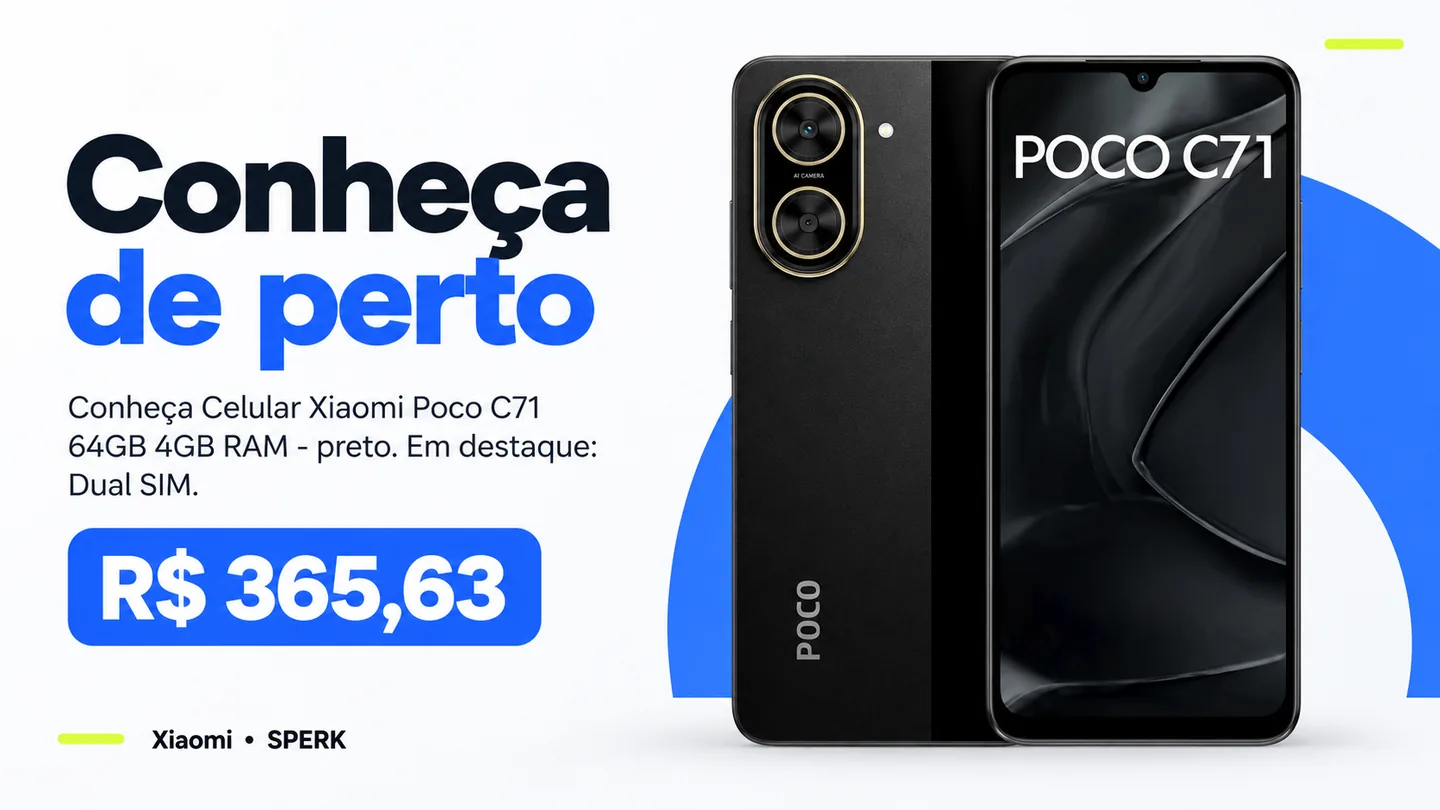 Celular Xiaomi Poco C71 64GB 4GB RAM - preto — heroi descricao