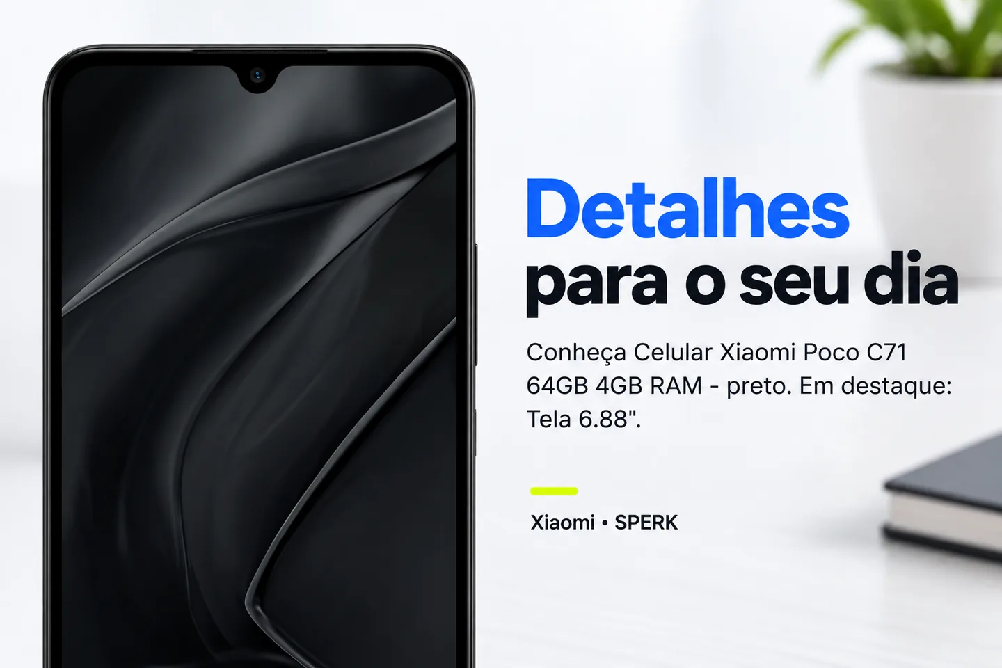 Celular Xiaomi Poco C71 64GB 4GB RAM - preto — diferencial uso